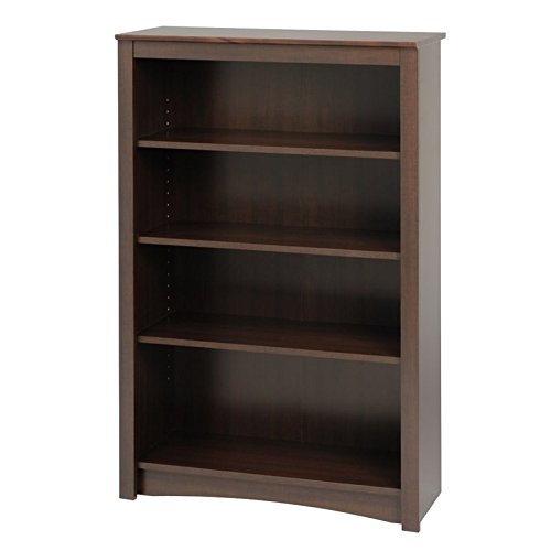 Prepac Home Espresso 4-Shelf Bookcase - Stylish Wooden Bookshelf for Living Room, Bedroom & Office Storage - Perfect for Organizing Books, Decor & Essentials