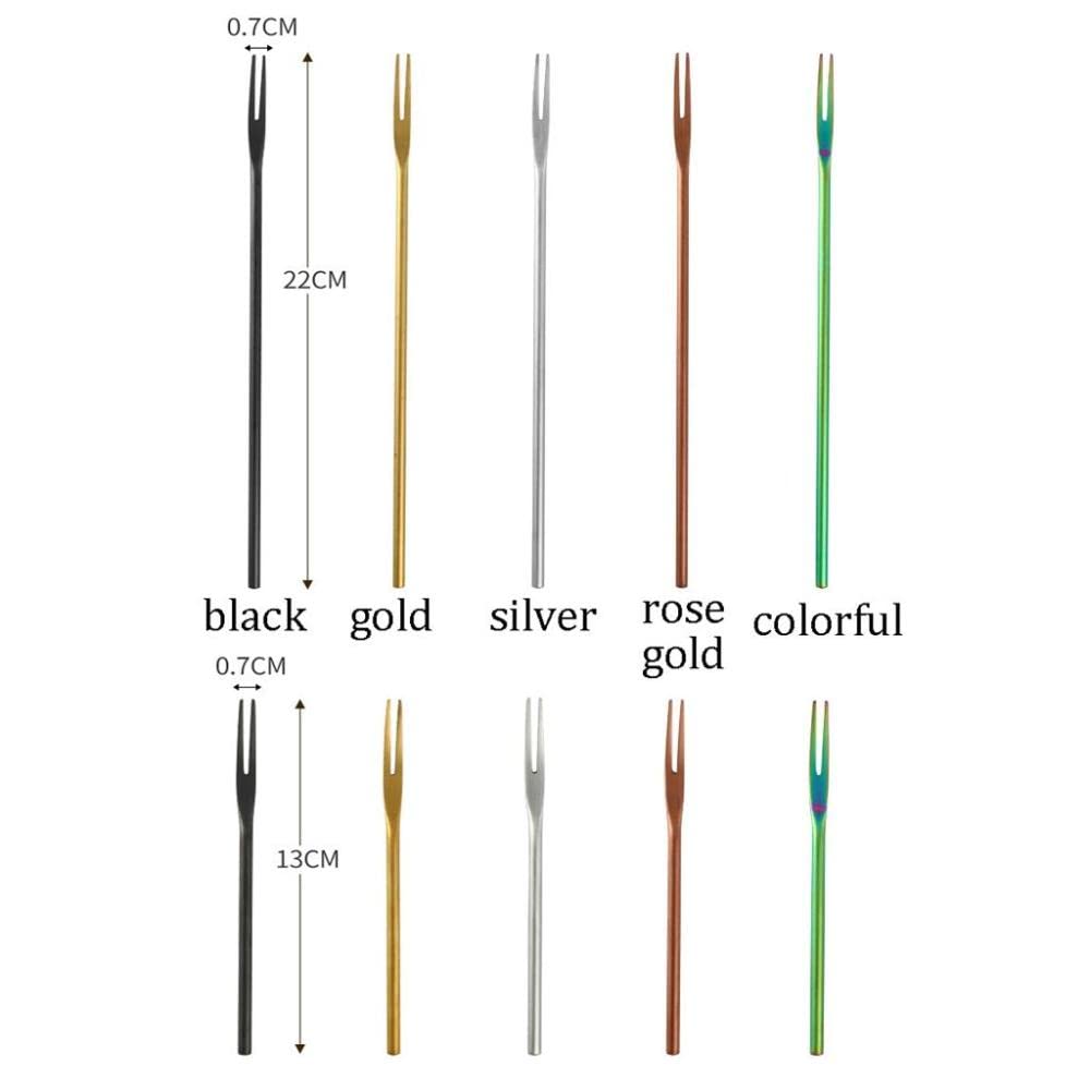 Rose Gold Stainless Steel Fruit Fork Set - 13cm Long Handle Dessert Forks for Candy, Pickles, Fruits & Appetizers - Elegant Tableware for Birthday Parties, Weddings & Special Events
