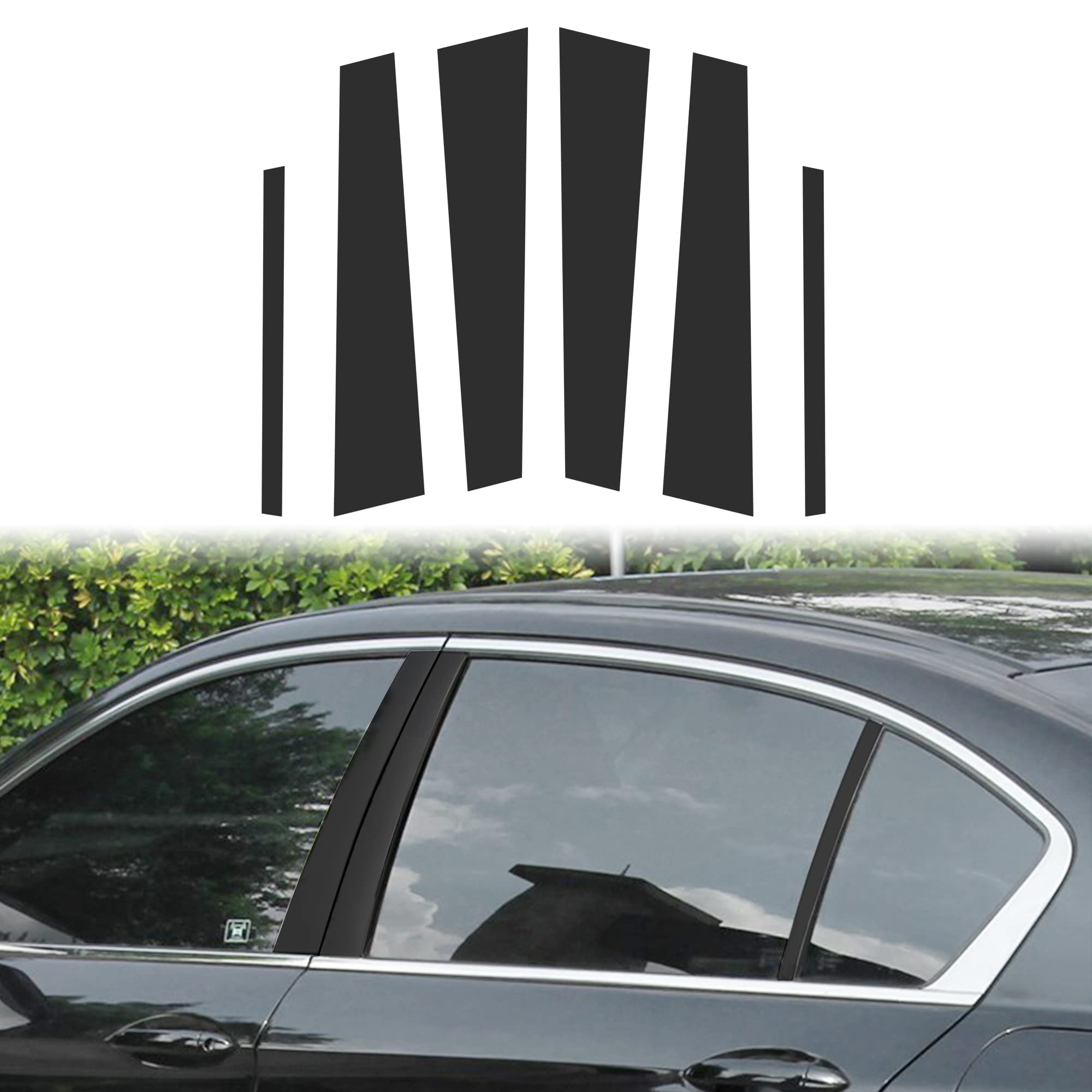 6pcs Matte Black Car Window Pillar Post Vinyl Stickers for 2013-2017 Honda Accord Sedan - Auto Overlay Wrap Trim Decoration | Exterior Car Accessories Modification | Perfect for DIY Car Customization & Style Upgrade
