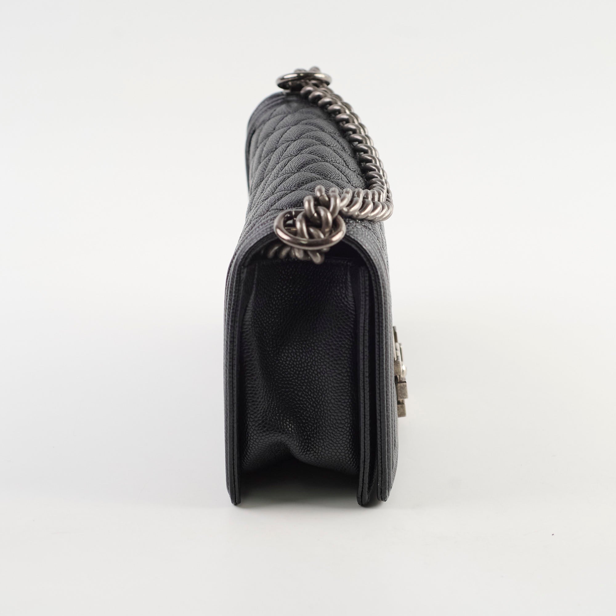 Chanel Old Medium Caviar Boy Black Leather Crossbody Bag - Luxury Designer Handbag for Women, Perfect for Evening Parties & Date Nights