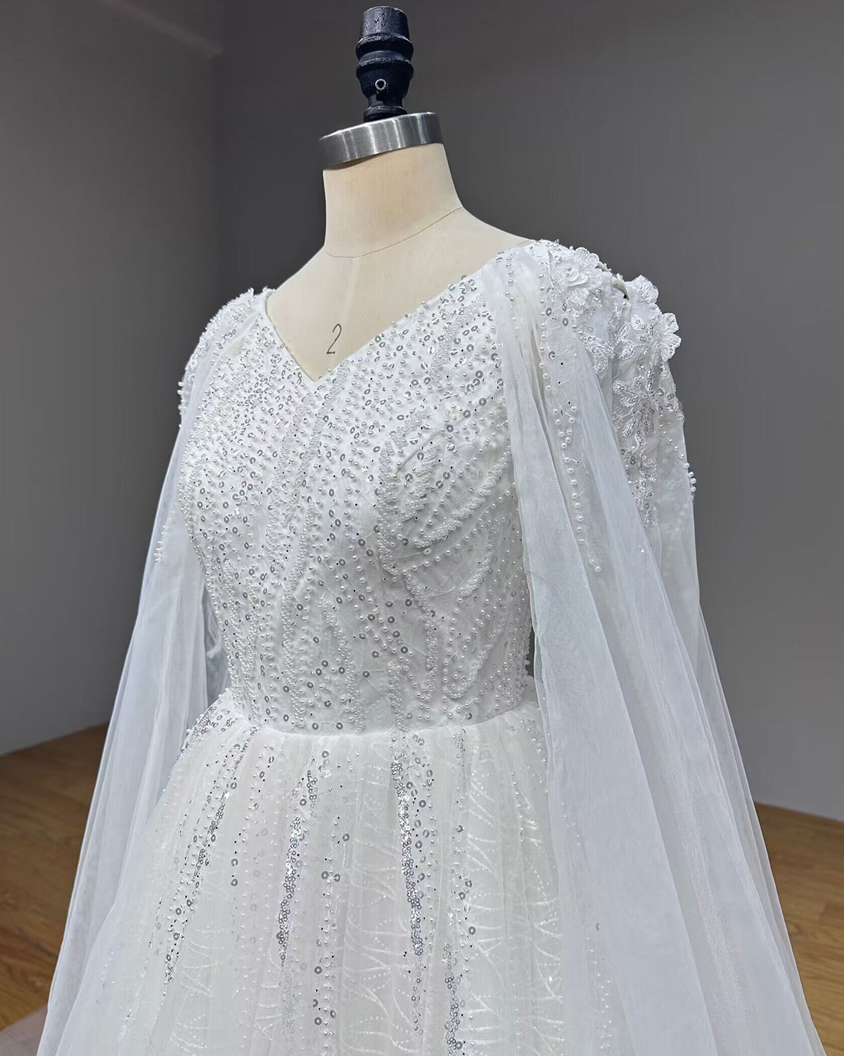 Elegant Pearl Lace Wedding Dress with Zipper Back - Modern Bridal Gown for Church, Beach & Outdoor Ceremonies