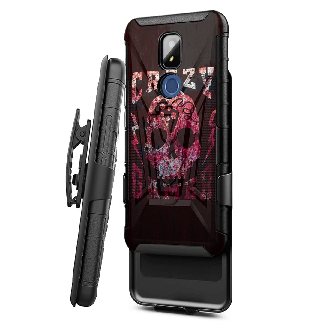 Shockproof Heavy Duty Phone Case for Cricket Splendor - Kickstand, Belt Clip Holster & Hybrid Protection | Compatible with Cricket Wireless Prepaid Splendor (Gamer) | Perfect for Gaming, Outdoor Activities & Daily Use