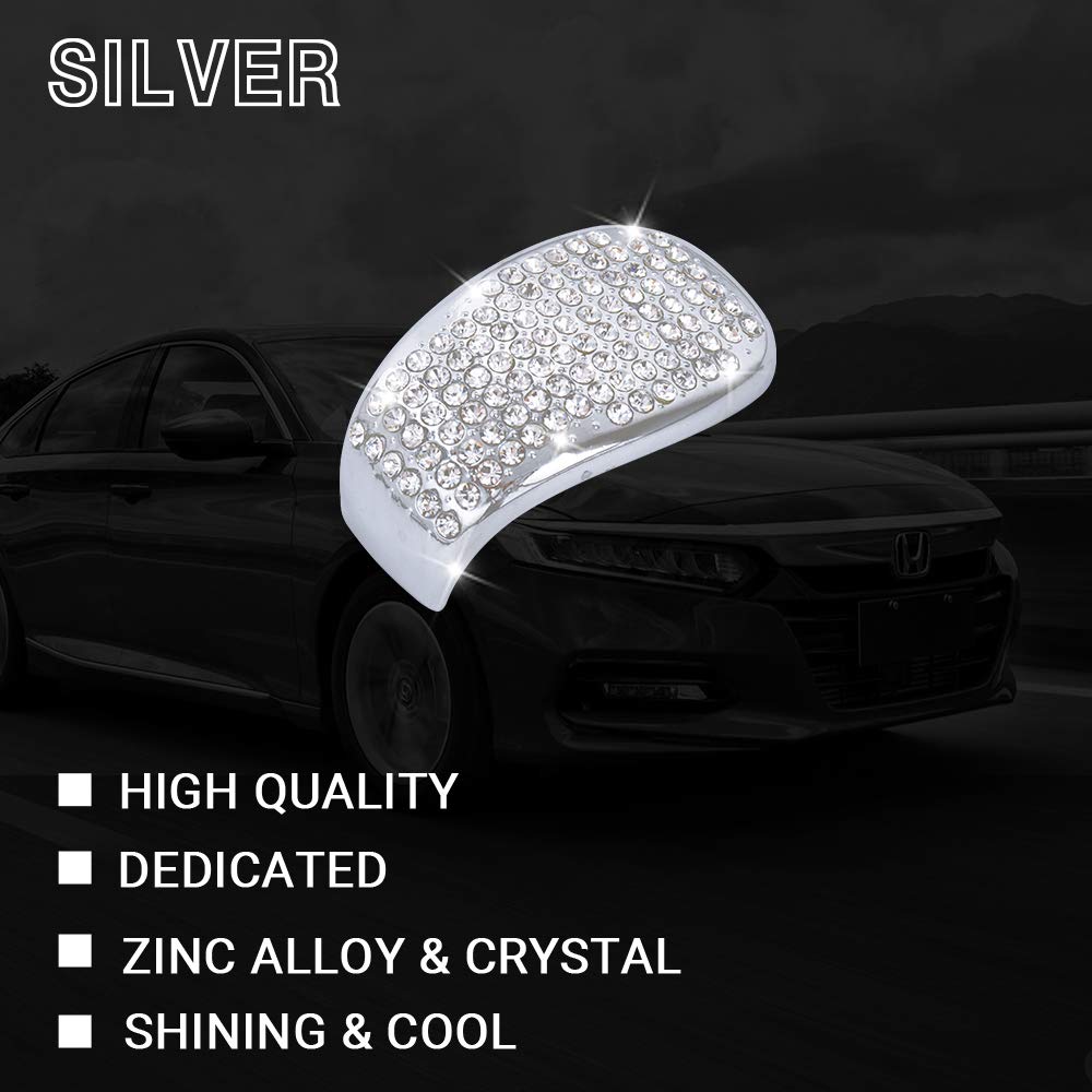 2018-2022 Honda Accord 10th Gen Gear Shift Lever Cover - Compatible with 1.5T EX, EX-L, LX & V6 FWD Models - Sparkling Crystal Silver Interior Decoration Accessory | Perfect for Car Customization & Stylish Upgrades
