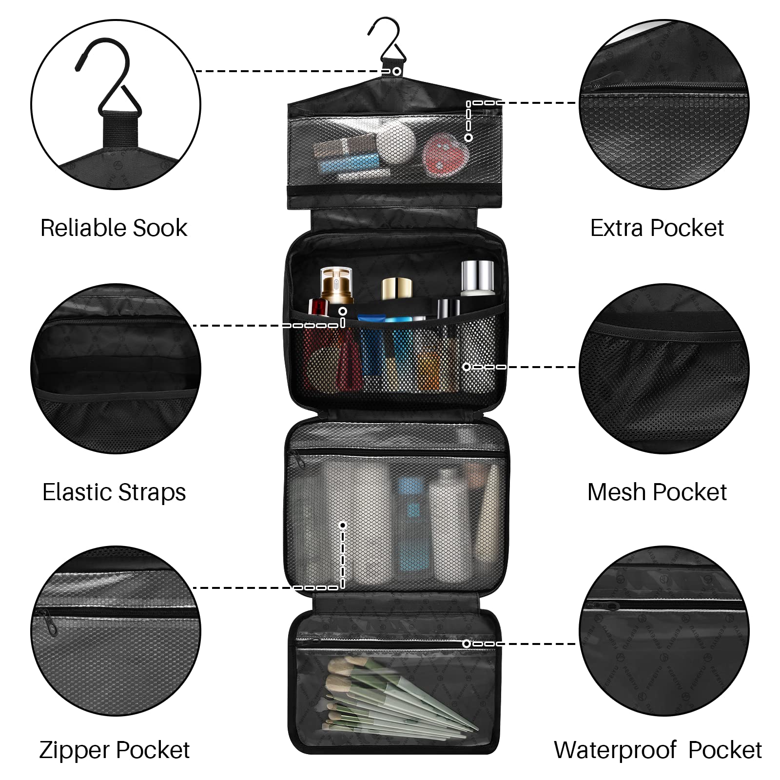 Lavender Travel Toiletry Bag for Women - Hanging Cosmetic Organizer for Makeup & Bathroom