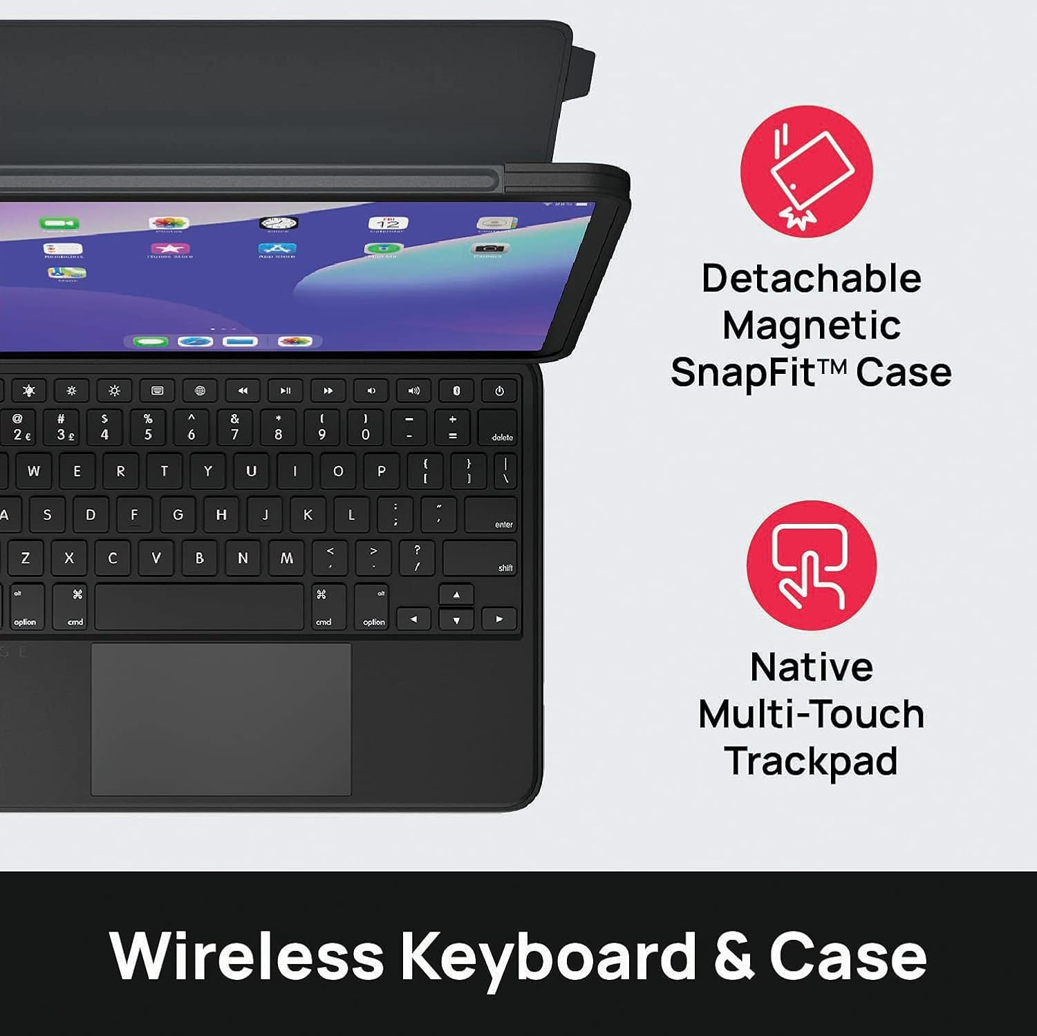 Brydge Air MAX+ Wireless Bluetooth Keyboard Case with Multi-Touch Trackpad for iPad Air 4th Gen & iPad Pro 11-inch (2020-2024) - Detachable Magnetic SnapFit Cover, MIL-STD-810G 4ft Drop Protection - Perfect for Work, Travel & Home Office Use