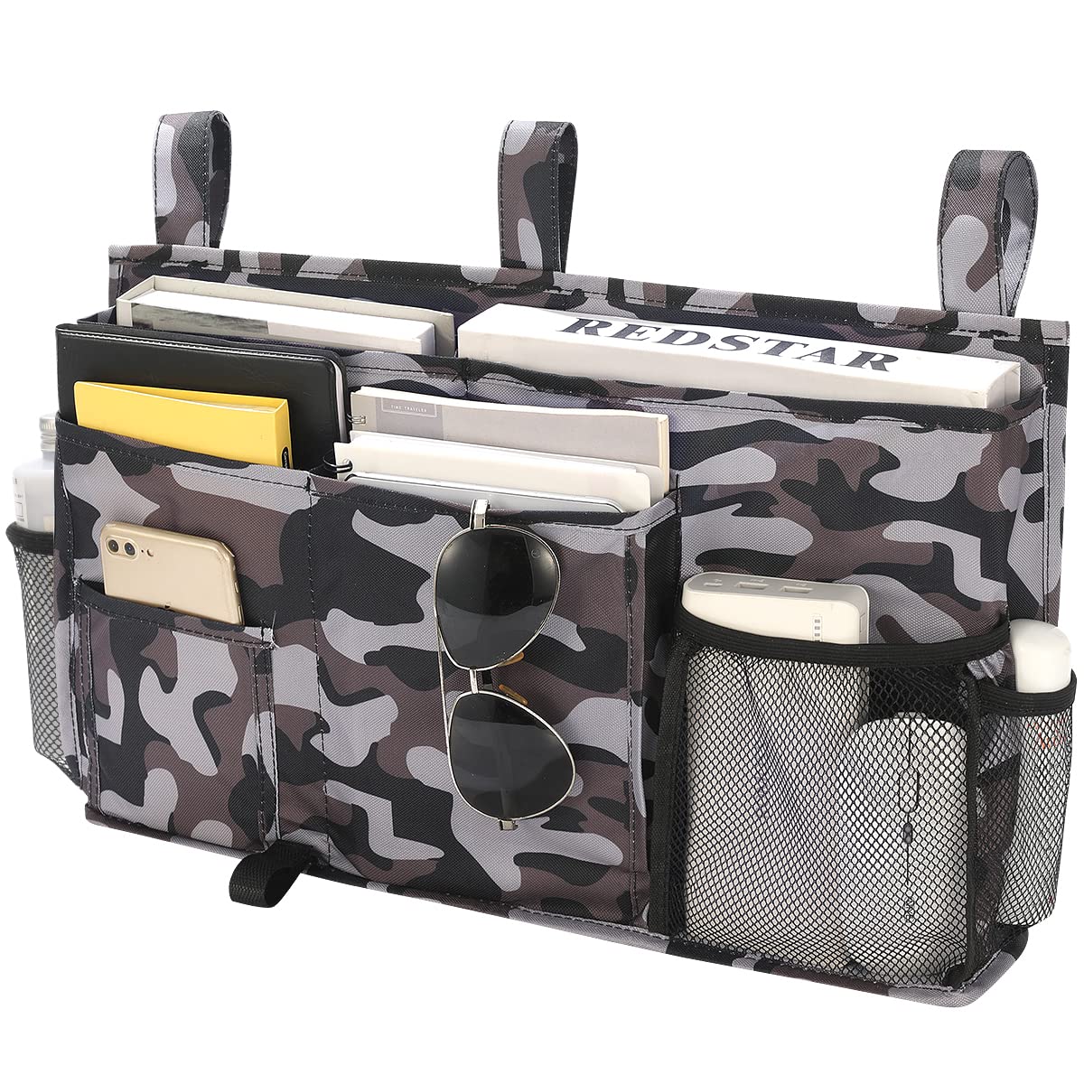 Bseash Bunk Bed Organizer - 8 Pocket Hanging Storage Bag for College Dorm, Hospital & Baby Bed Rails - 600D Oxford Cloth (City Camouflage) | Space Saving Solution for Small Rooms & Organized Living