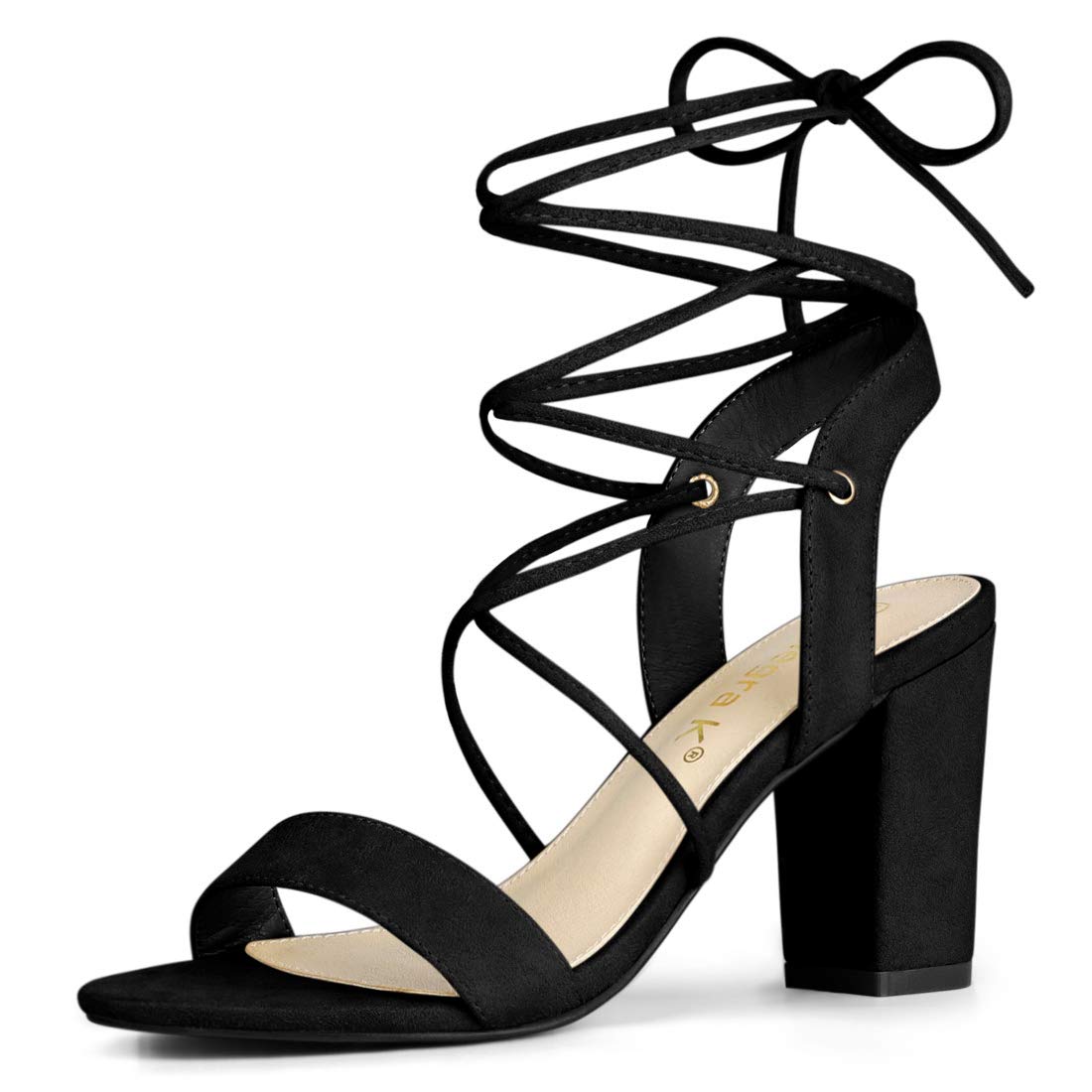 Allegra K Women's Lace Up Block Heel Sandals - Comfortable High Heels for Wedding, Party & Evening Out