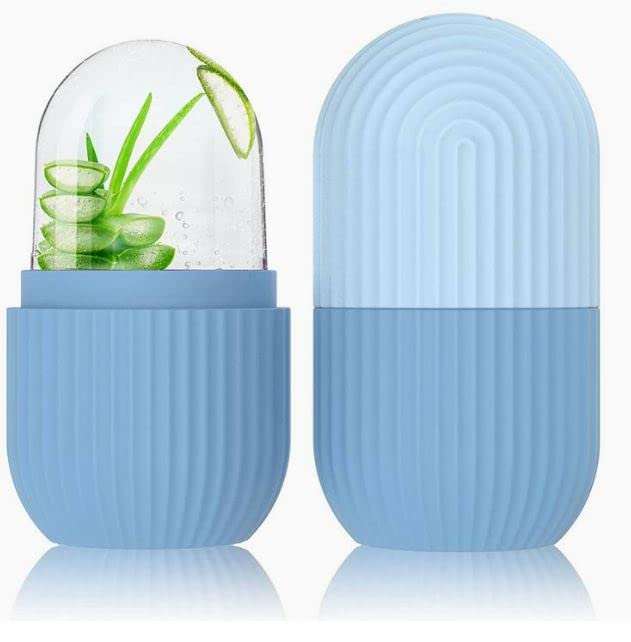Reusable Silicone Ice Face Roller for Skin Tightening & Glowing - Cooling Facial Massager for Puffiness & Wrinkles - Blue (Pack of 1) | Perfect for Morning Routine, Post-Workout Recovery & Spa Night