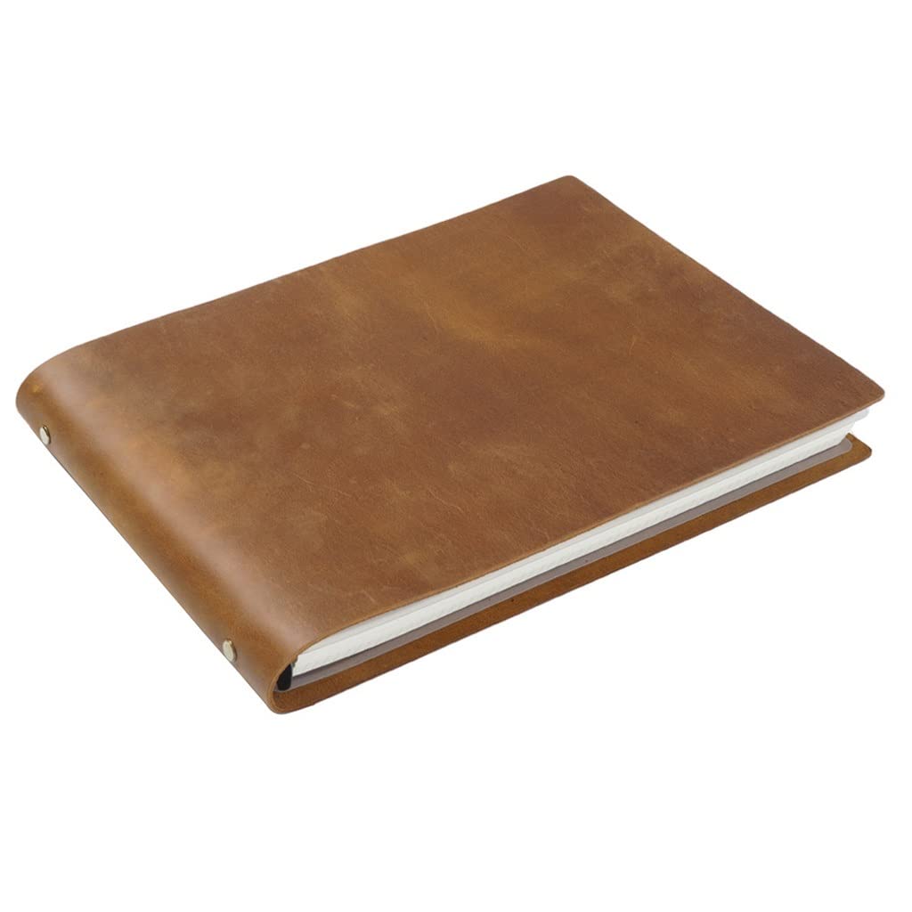 Premium Cowhide Leather A4 Spiral Notebook - Vintage Sketchbook & Notepad with Loose-Leaf Design for Office, School & Journaling (290mm x 210mm) - Perfect Gift for Writers, Students & Professionals