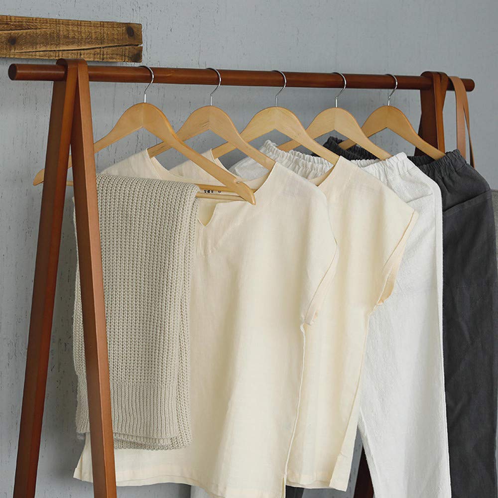 Premium Wooden Clothes Hangers - Natural Wood Suit Hangers & Coat Hangers for Wardrobe Organization (Khaki, One Size) - Perfect for Closet, Travel & Home Storage