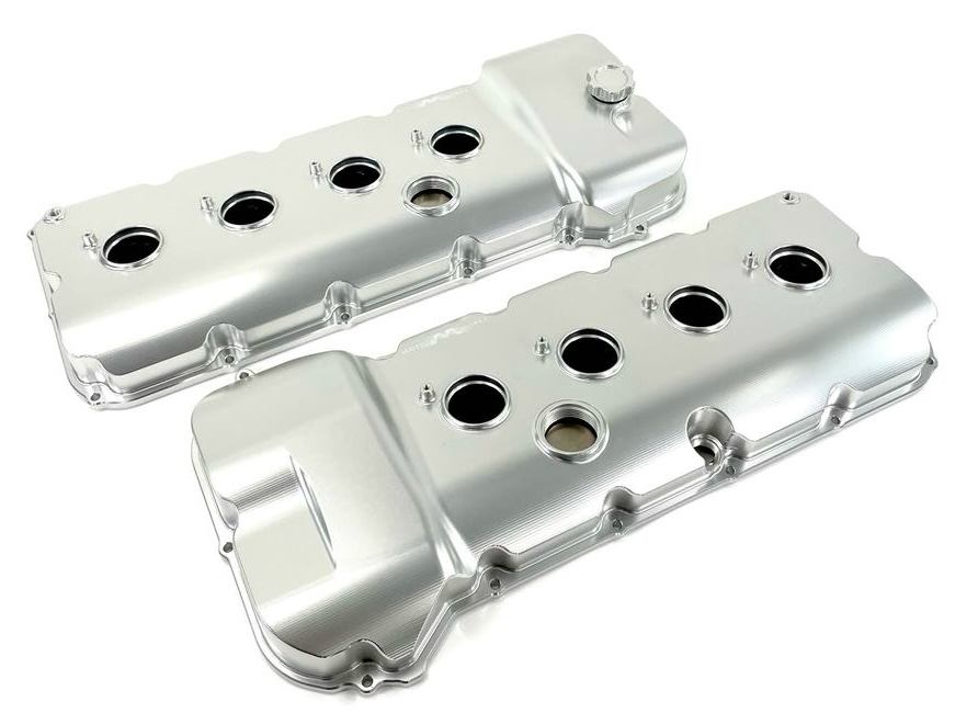 Motion Raceworks Billet Coyote Valve Covers - Clear Anodized Aluminum for Ford Mustang 5.0L V8 Engine - High Performance Racing & Street Use