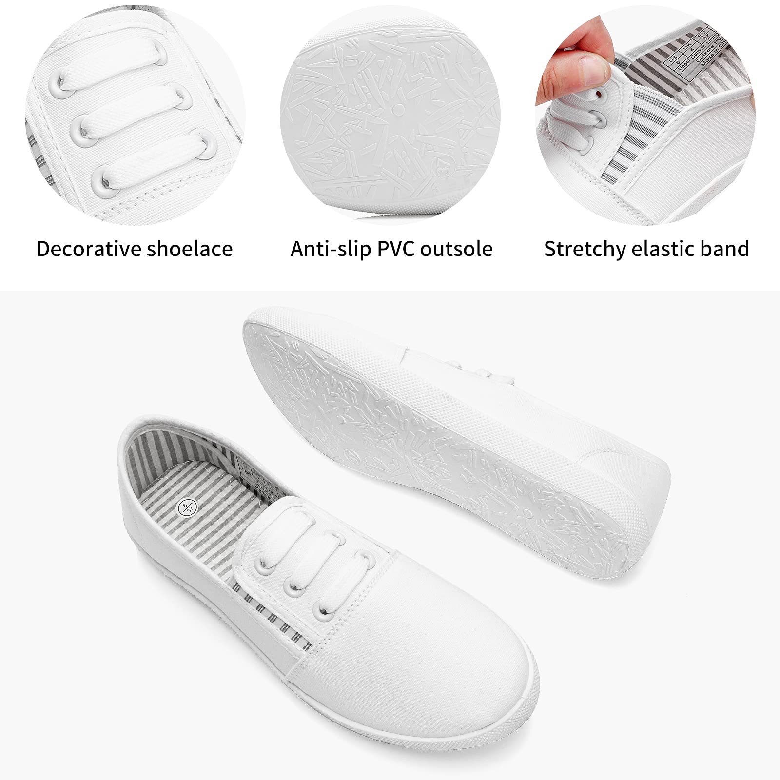 Women's Casual Canvas Slip-On Sneakers - Comfortable Walking Shoes for Women, Non-Slip Flat Dress Shoes for Work & Tennis | Perfect for Office, Travel & Everyday Wear