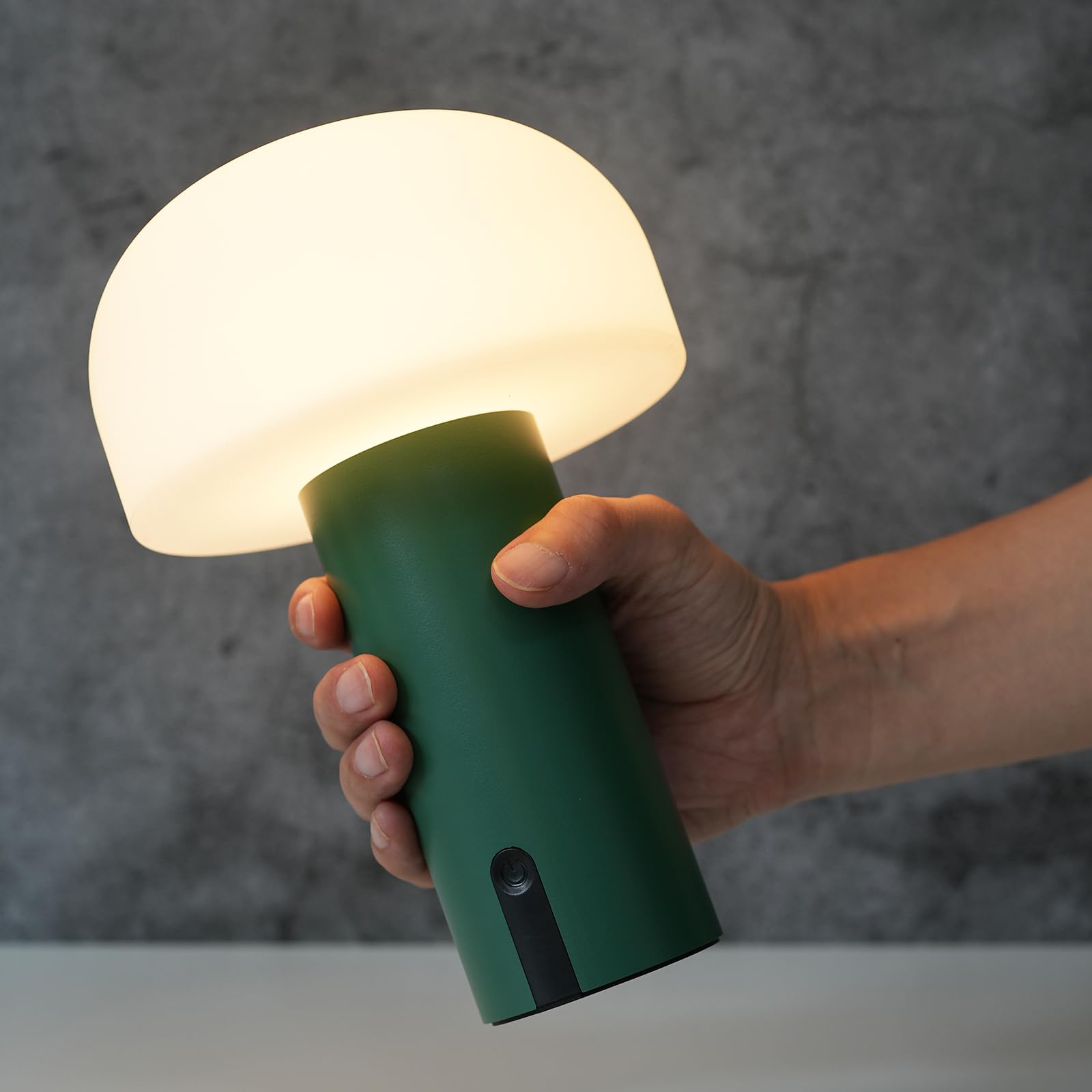Rechargeable Outdoor Mushroom Table Lamp - Waterproof Cordless Patio Light with USB Charging & Touch Dimming - Portable Battery Operated Night Light for Garden, Porch, Restaurant, Camping (Green)