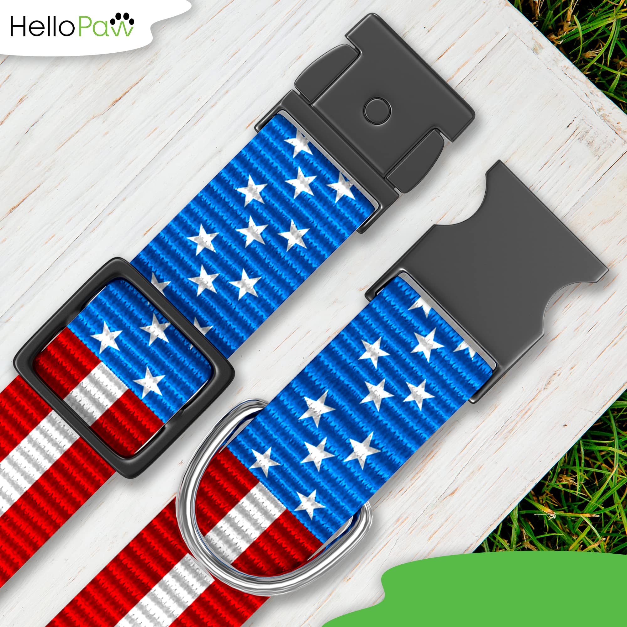 American Flag Dog Collar - Durable Nylon Pet Collar with Metal D-Ring - Patriotic USA Design for Small, Medium & Large Dogs - Perfect for 4th of July, Memorial Day & Patriotic Events