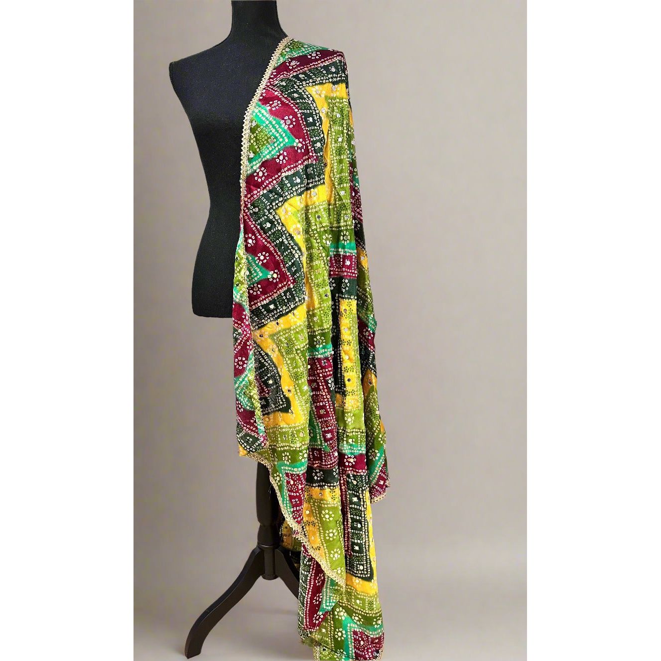 Phulkari Style Multicolor Heavy Dupatta - Traditional Indian Embroidered Scarf for Women - Perfect for Weddings, Parties & Festive Occasions