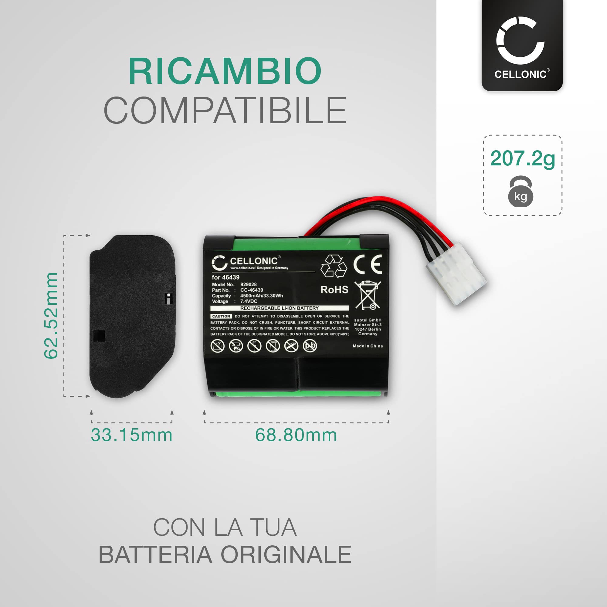 CELLONIC 4500mAh Replacement Battery for Vorwerk Kobold VR100 & VX100 (Compatible with Vorwerk 46439) - Perfect for Home Cleaning Robots and Cordless Vacuums