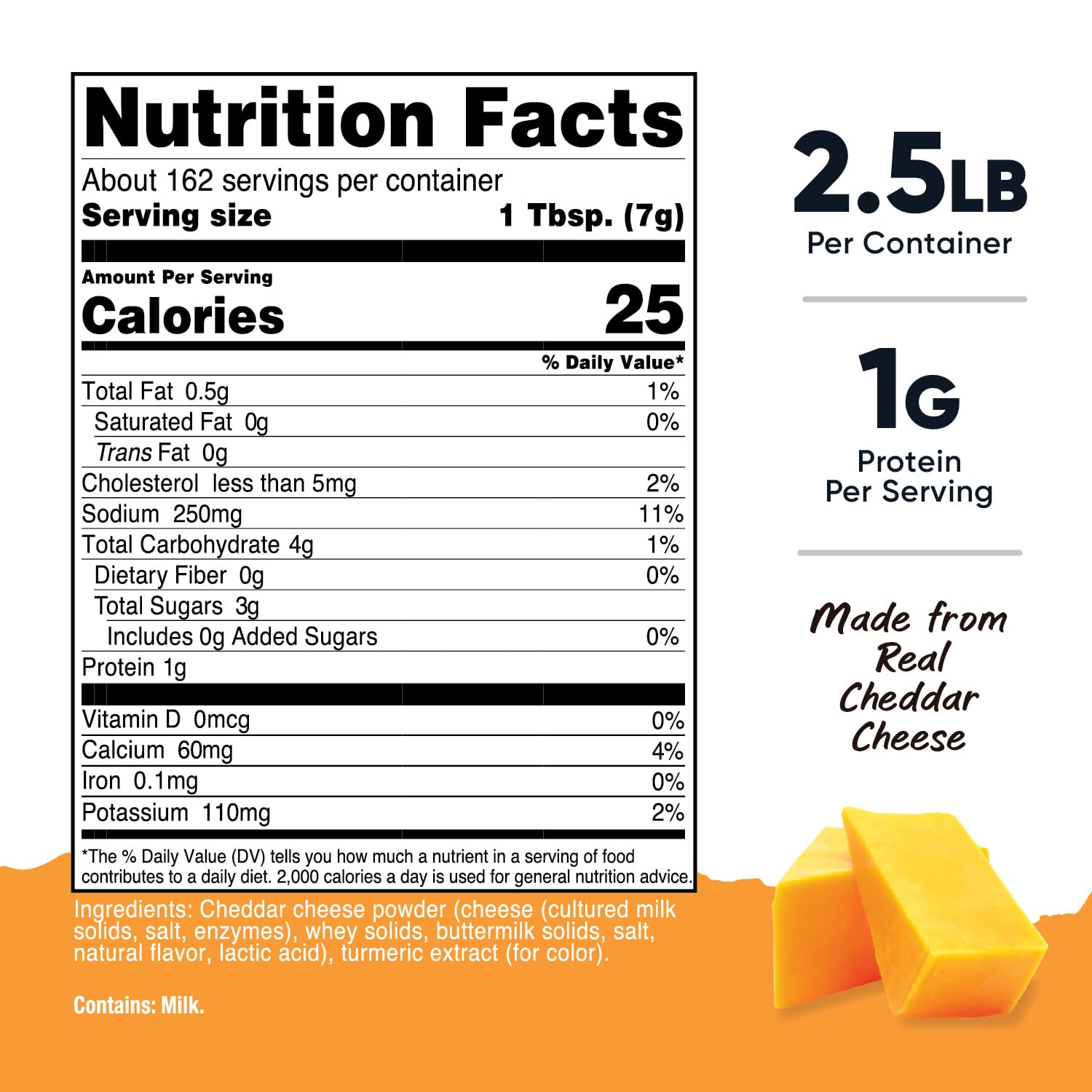 Nutricost Pantry Yellow Cheddar Cheese Powder 2.5lb - Gluten Free Powdered Cheese for Cooking, Baking, Popcorn, Nachos & Mac and Cheese | Bulk Pantry Staple for Restaurants, Home Chefs & Food Businesses