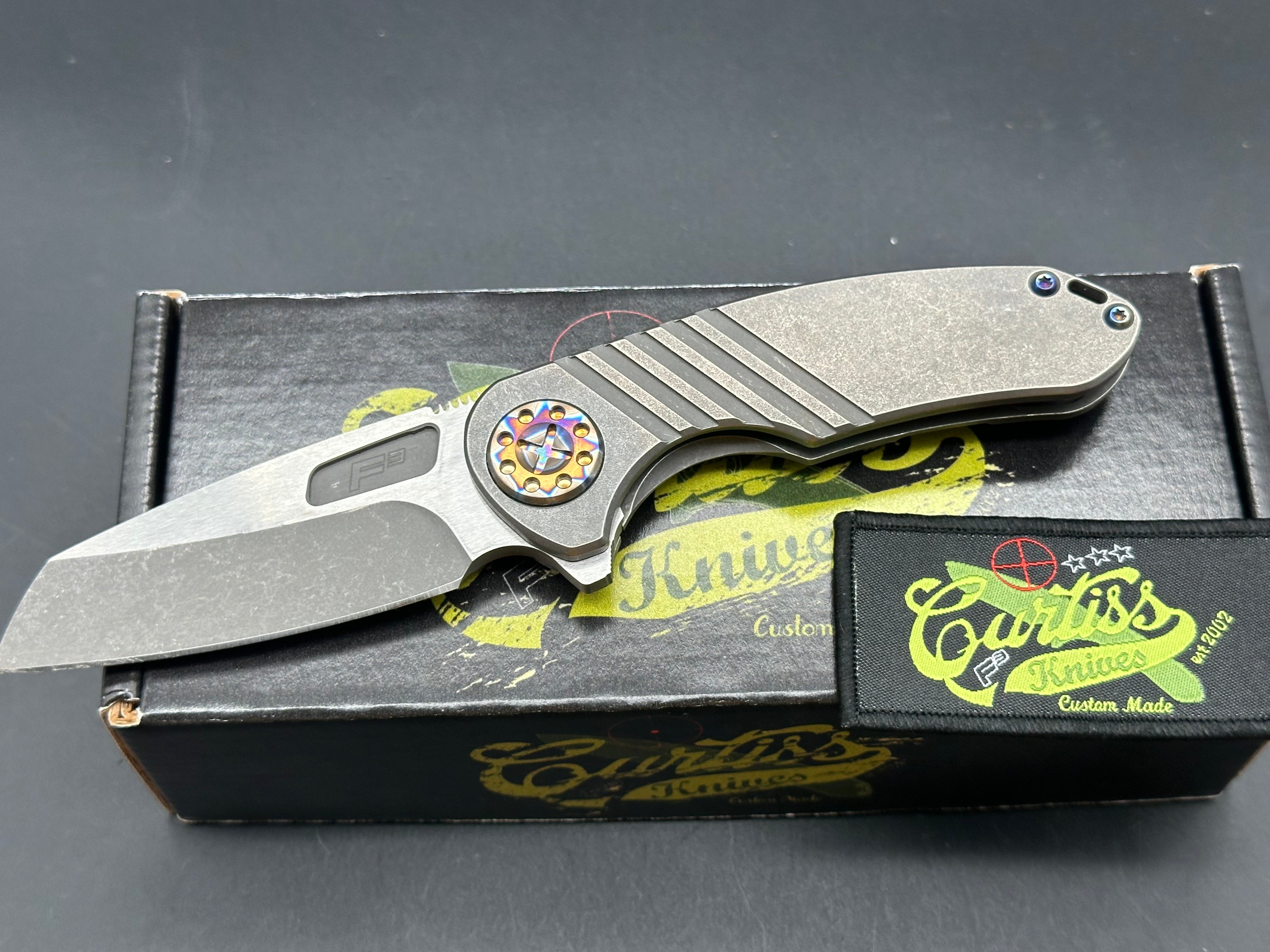 Curtiss F3 Medium Wharny Flipper Knife - MagnaCut Blade, Titanium Handle with Polished Bronzed Hardware - Perfect for EDC, Outdoor Adventures & Tactical Use