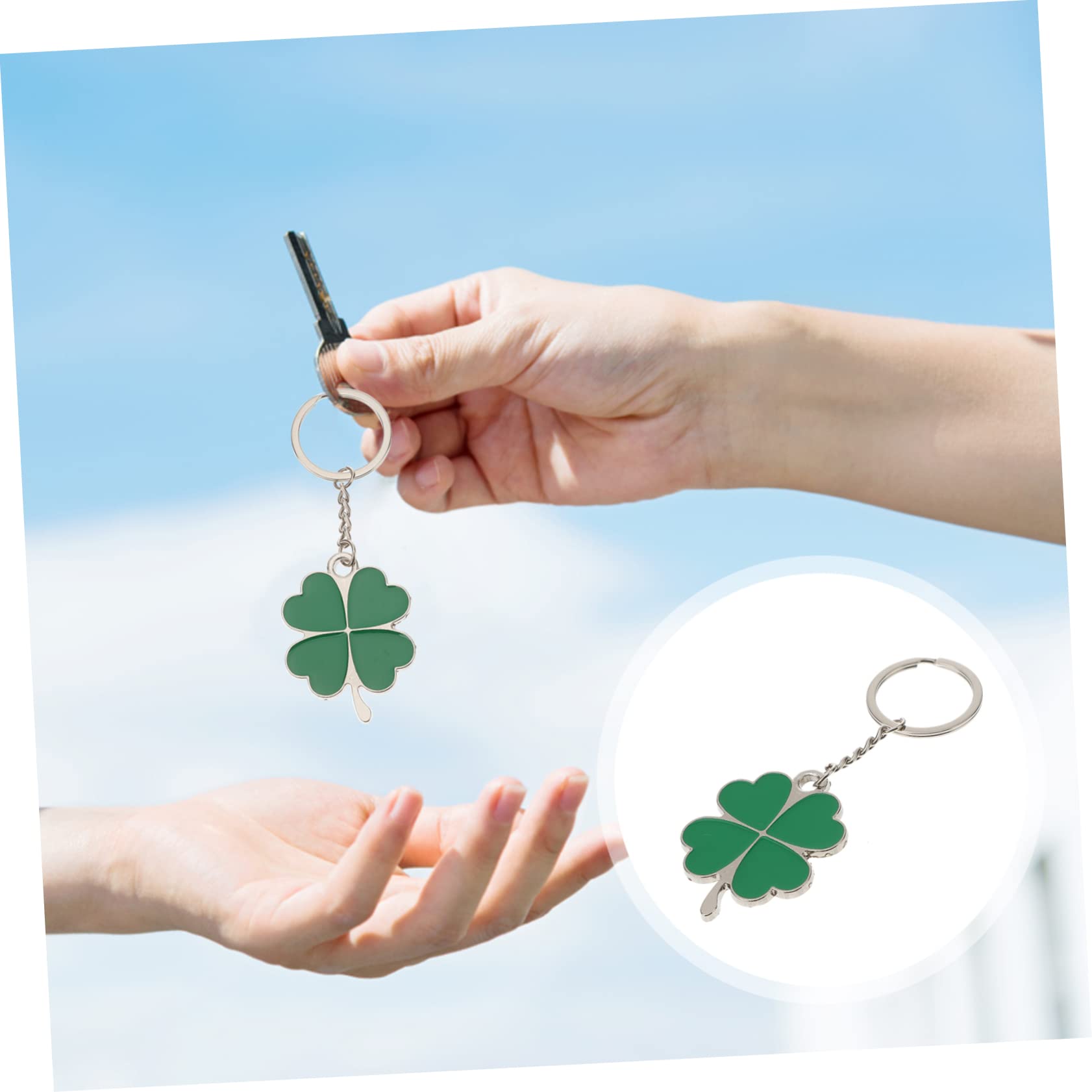 Lucky Four Leaf Clover Keychain - Metal Shamrock Keyring with Green Leaf Pendant Charm for St. Patrick's Day Gifts, Irish Decor & Good Luck Accessories | Perfect for Keychains, Backpacks, Gifts & Party Favors