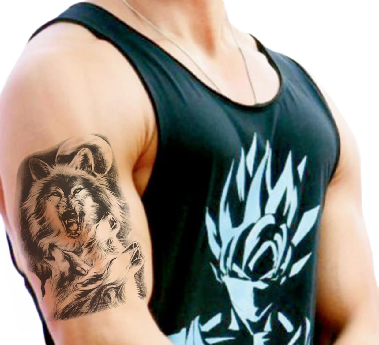 Waterproof Temporary Tattoo Stickers for Men & Women - 3D Realistic Flowers, Butterflies, Stars, Angels, Wolves & Armband Designs (21x15cm) | Perfect for Parties, Festivals, Cosplay & Body Art | HB-320