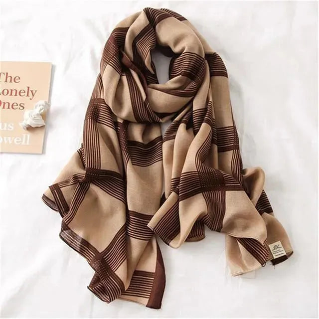 Luxury Striped Scarves for Women - Soft Cashmere & Silk Blend - Elegant Fashion Accessory for Winter, Office & Special Occasions