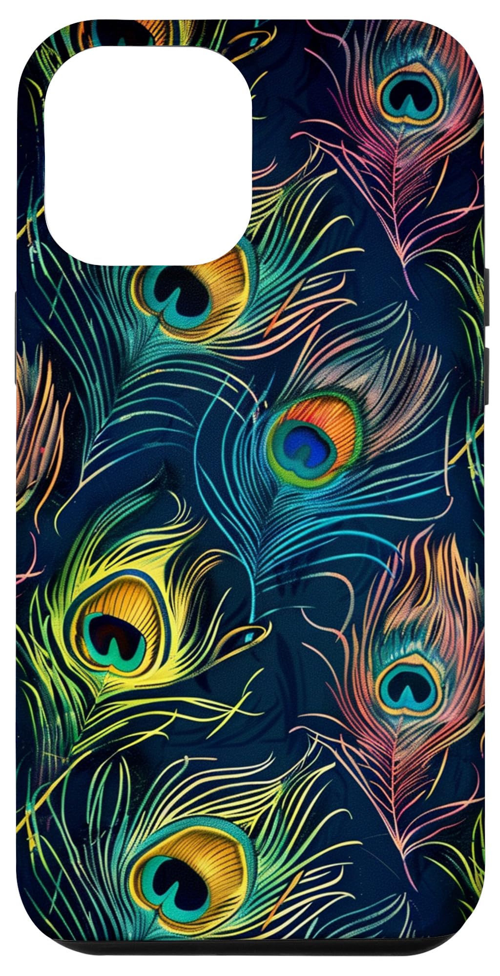iPhone 13 Pro Max Case with Peacock Feather Design - Slim Protective Cover for Shock Absorption | Perfect for Travel, Work & Everyday Use