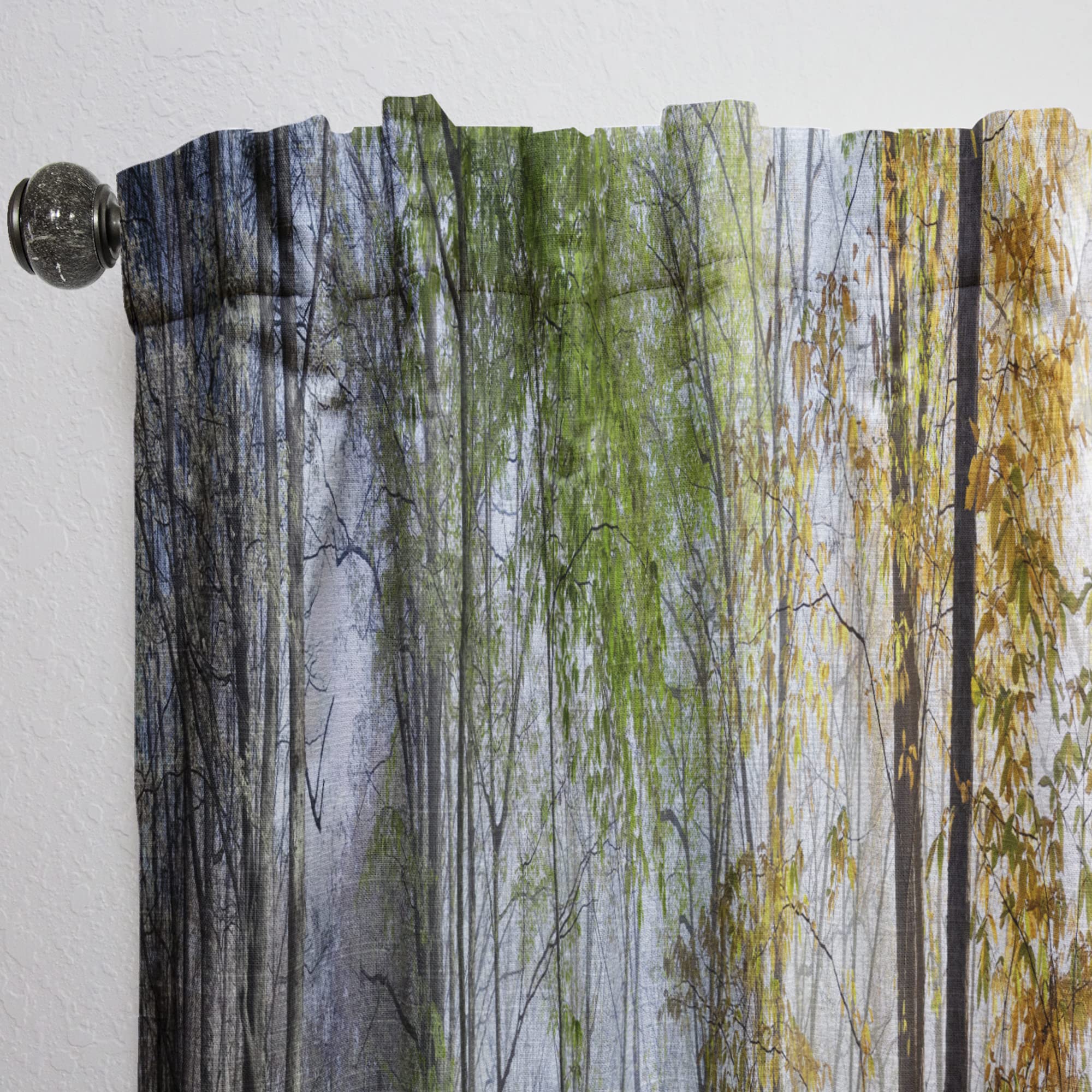 DesignQ 'Morning Forest Panoramic View' Thermal Insulated Curtains - Single Panel 52x84 - Blackout Drapes for Bedroom & Living Room - Perfect for Home Decor, Privacy & Energy Efficiency