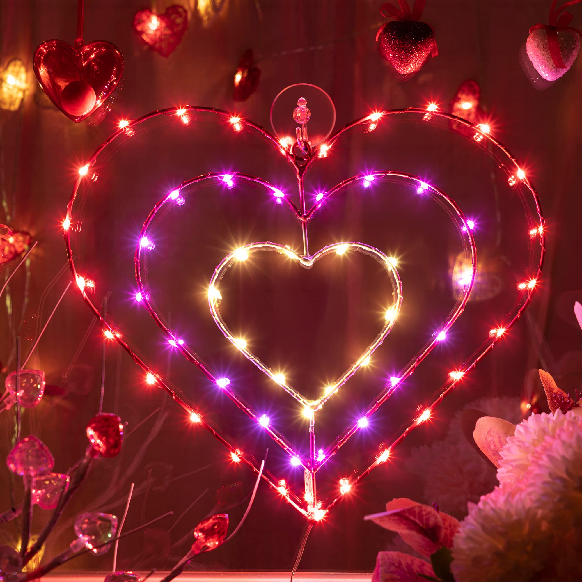 13 Inch Valentine's Day LED Lights - 8 Modes with Timer & Remote Control for Romantic Decorations (Heart Shape, 1 Pack) - Perfect for Valentine's Day, Wedding Proposals, Anniversary Parties & Home Decor