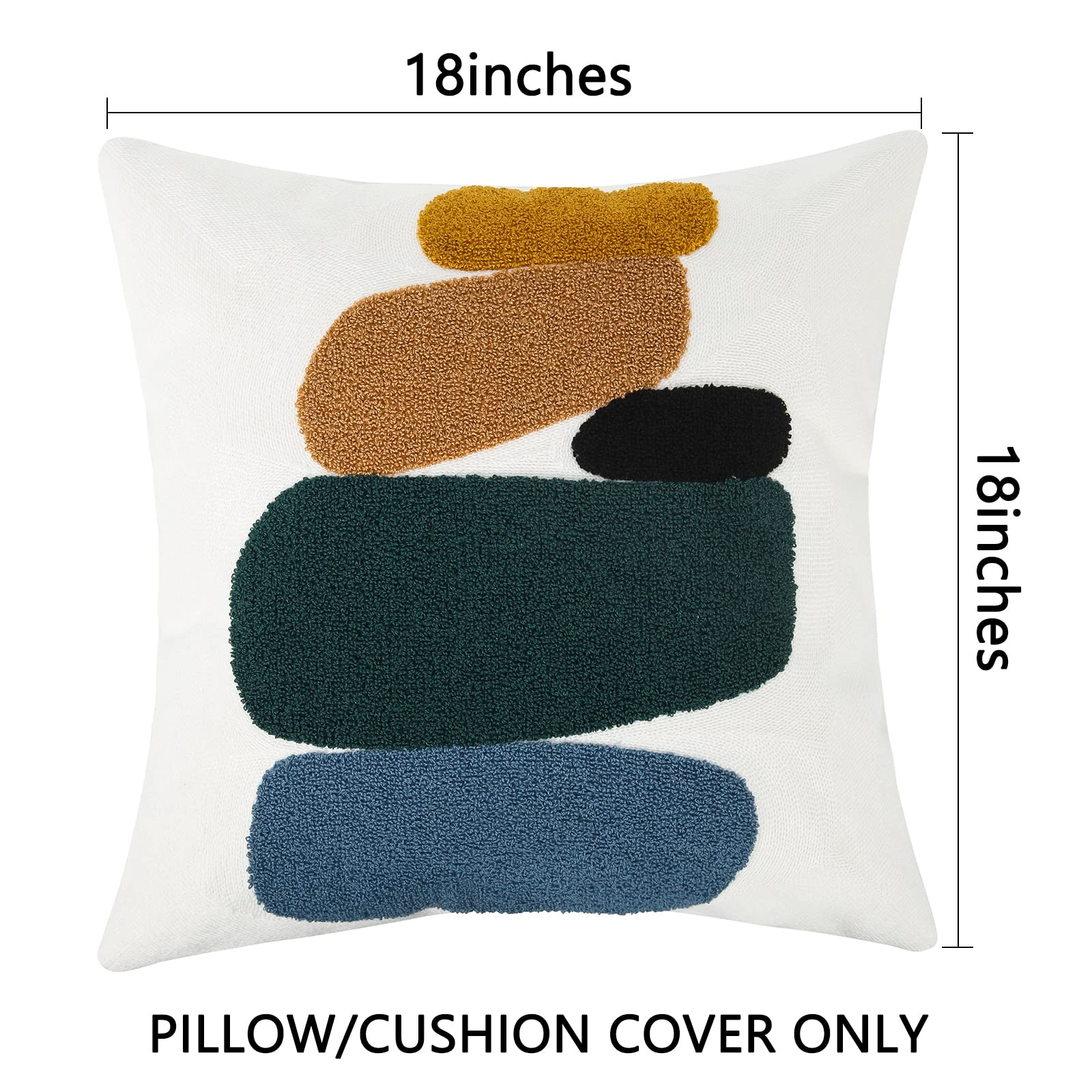 JASEN Boho Throw Pillow Covers 18x18 - Modern Soft Neutral Decorative Square Pillow Cases with Bohemian Abstract Geometric Patterns - Perfect for Sofa, Bedroom & Living Room Decor