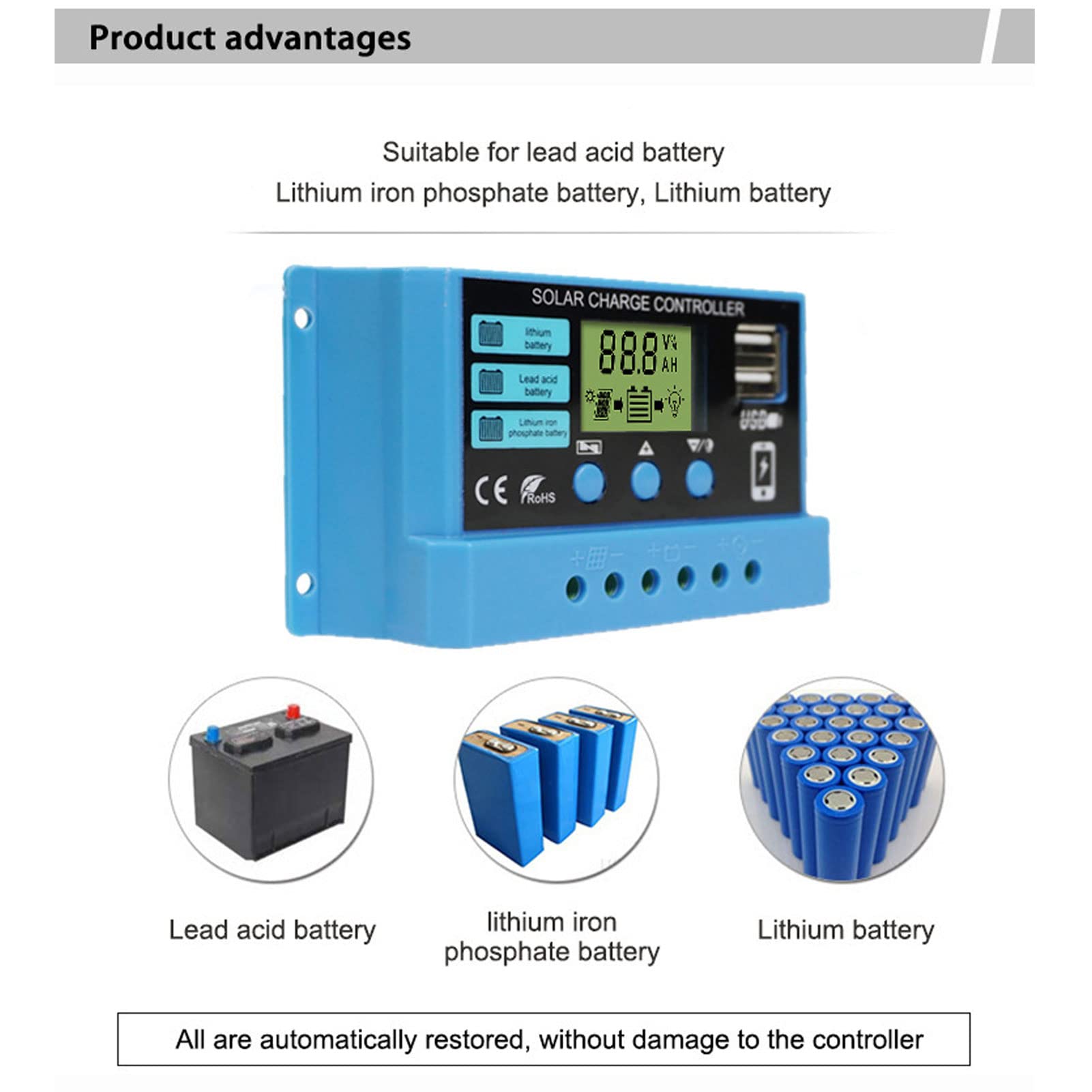 Best Solar Charge Controller with USB Output - 12V/24V Solar Battery Regulator for Phones, Lights, Cameras - Ideal for Camping, RV, Off-Grid Power