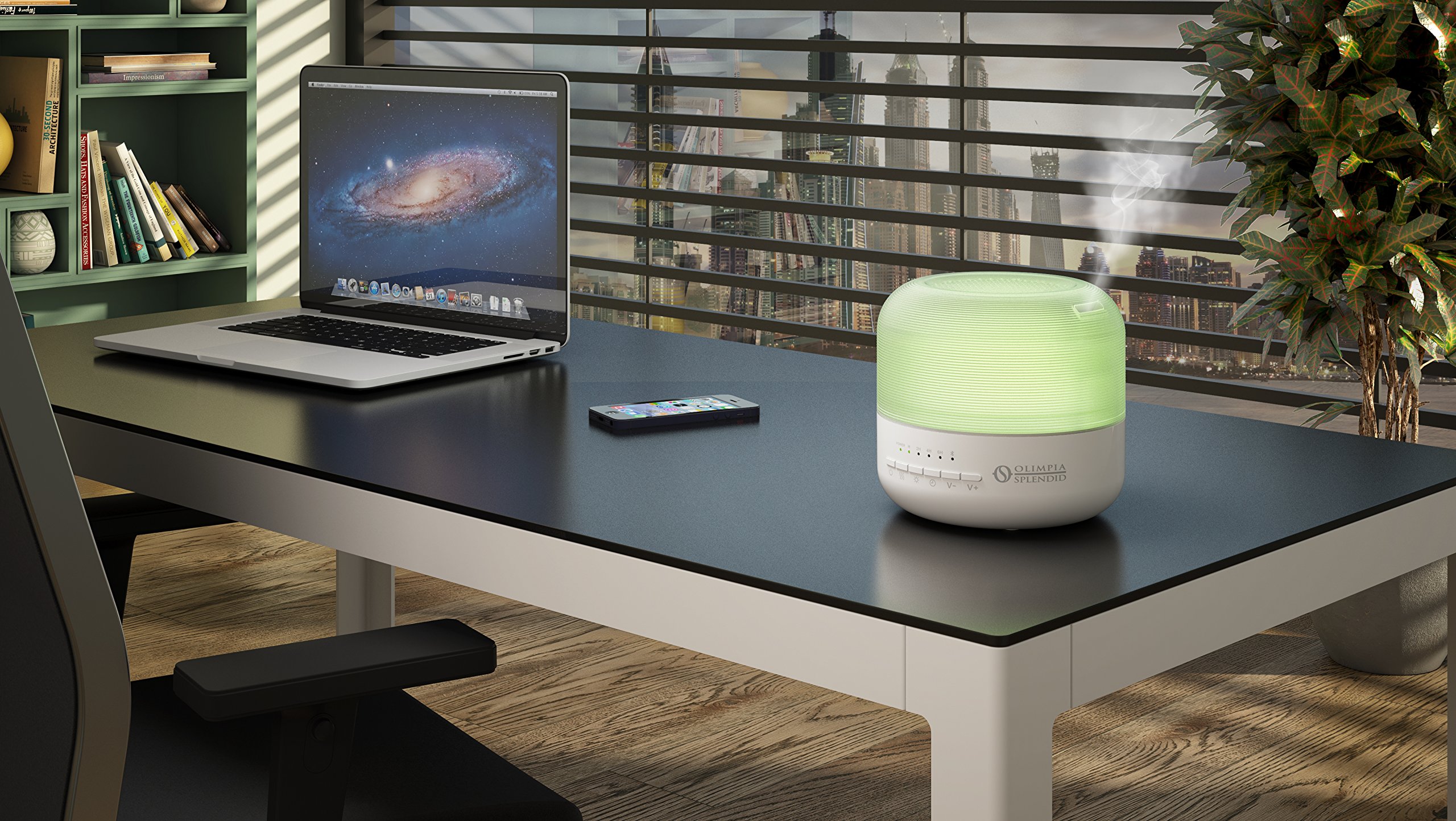 Olimpia Splendid Astomi Bluetooth Aroma Diffuser with Color Therapy, Humidifier & Timer - Wireless Speaker for Music | Perfect for Home, Office & Yoga Relaxation