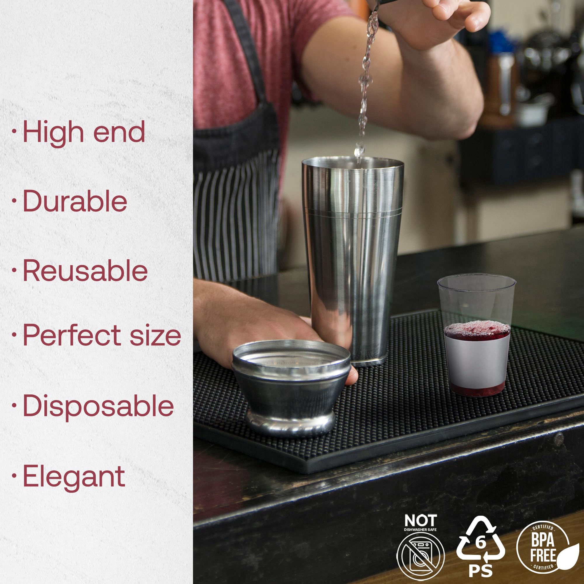 Smarty Had A Party 12 oz Clear Disposable Plastic Cups with Silver Bottom – 240 Pack Tumbler Cups for Cocktails, Iced Coffee, Party Drinks & Beverages – Perfect for Weddings, BBQs, Office Events & Home Entertaining