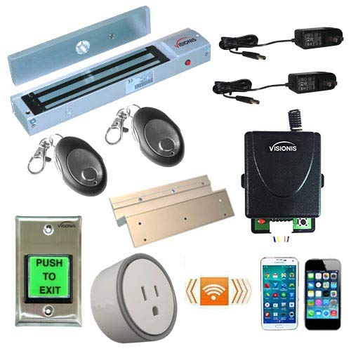 Visionis FPC-5210-VS Heavy Duty 600lbs Electromagnetic Lock - Wireless Access Control System with Remote & Smartphone WiFi Kit for Inswinging Doors | Secure Offices, Homes & Commercial Buildings