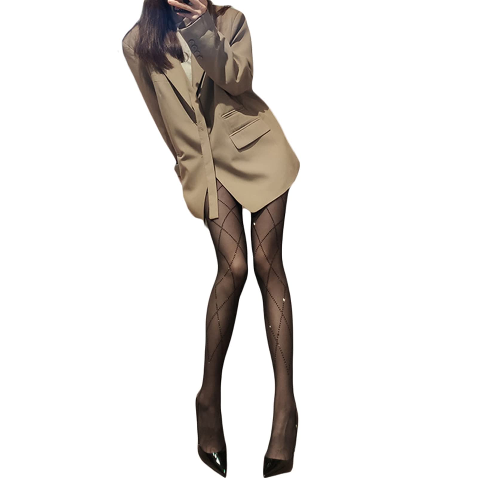 Women's Control Top Stockings - Fashion Sheer Tights with Compression, Thigh High Sexy Stockings for Work, Date Night & Special Occasions