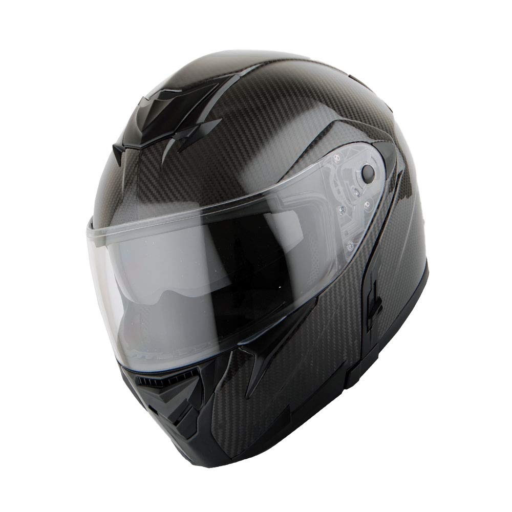 Martian Genuine Carbon Fiber Modular Flip-Up Full Face Motorcycle Helmet with Freedconn Bluetooth Headset - Lightweight & Durable for Street Riding, Touring & Commuting