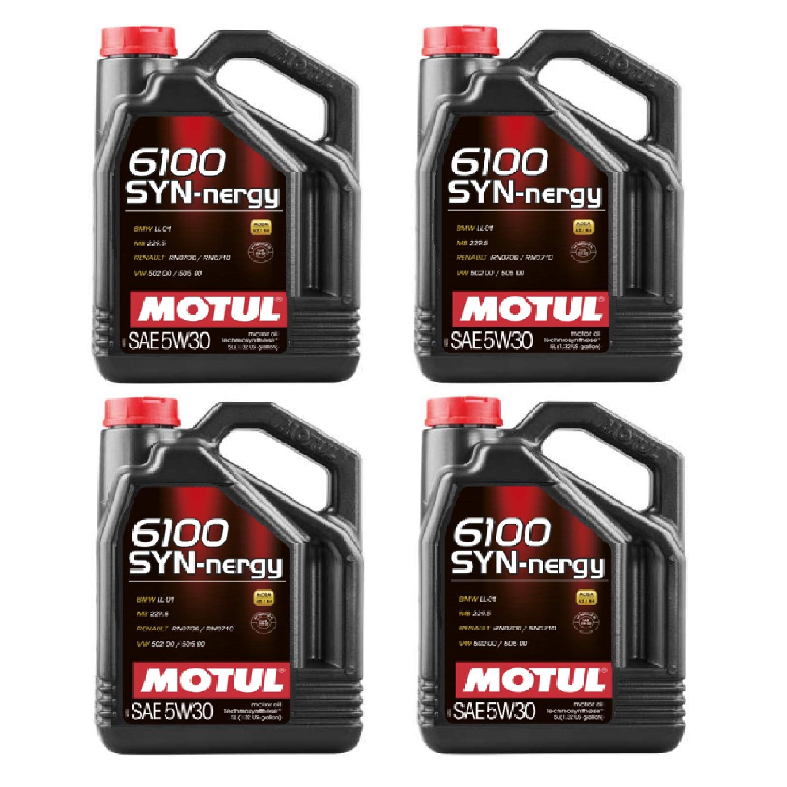 Motul 107972 6100 SYN-nergy 5W-30 Full Synthetic Motor Oil - 4 Pack (5 Liters Each) | High Performance Engine Protection for Cars, Trucks & SUVs | Ideal for Daily Driving & Extreme Conditions