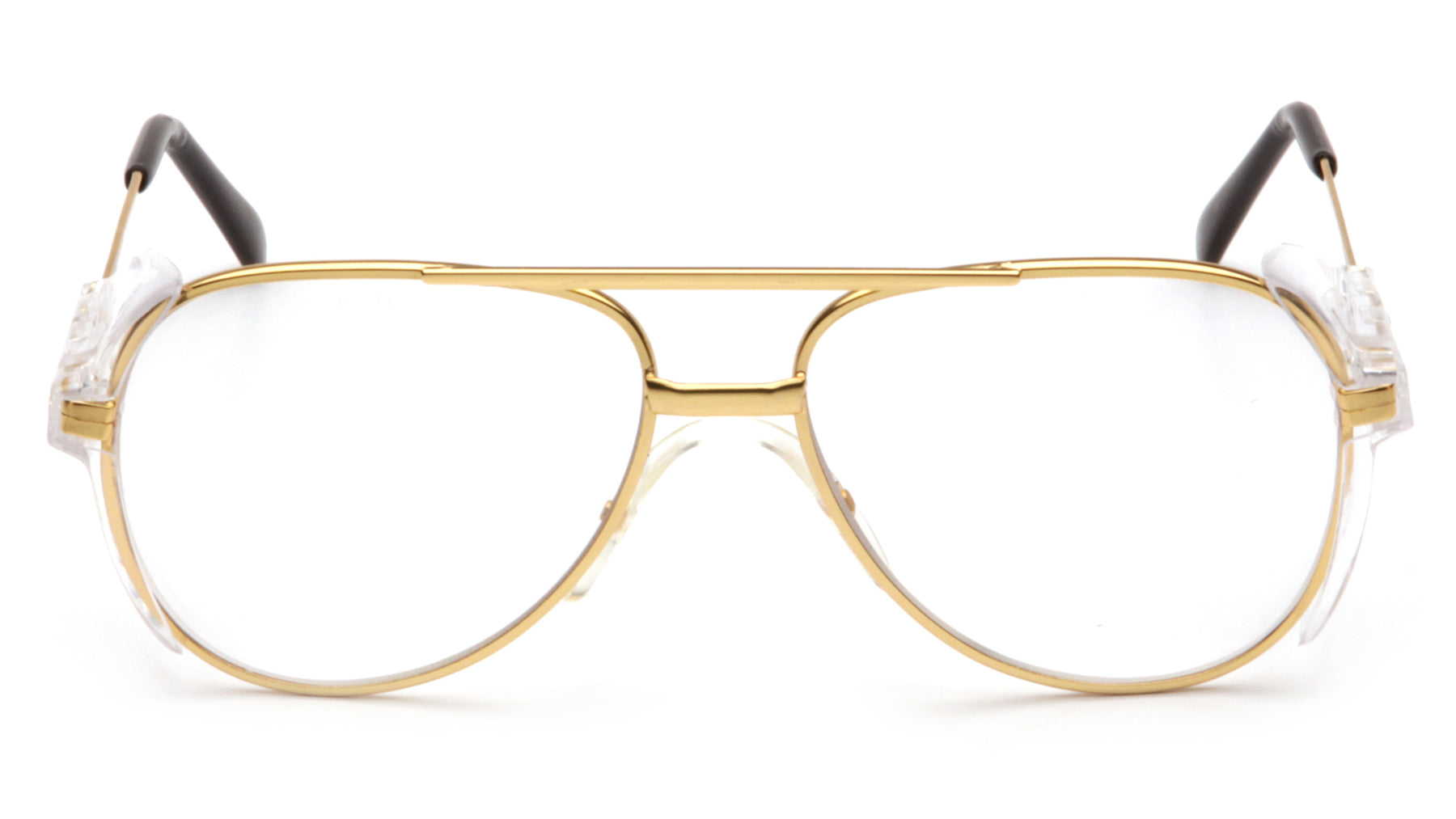 Pyramex Pathfinder Aviator Safety Glasses - Gold Frame & Clear Lens ANSI Z87.1 Certified for Construction, Woodworking & Outdoor Activities