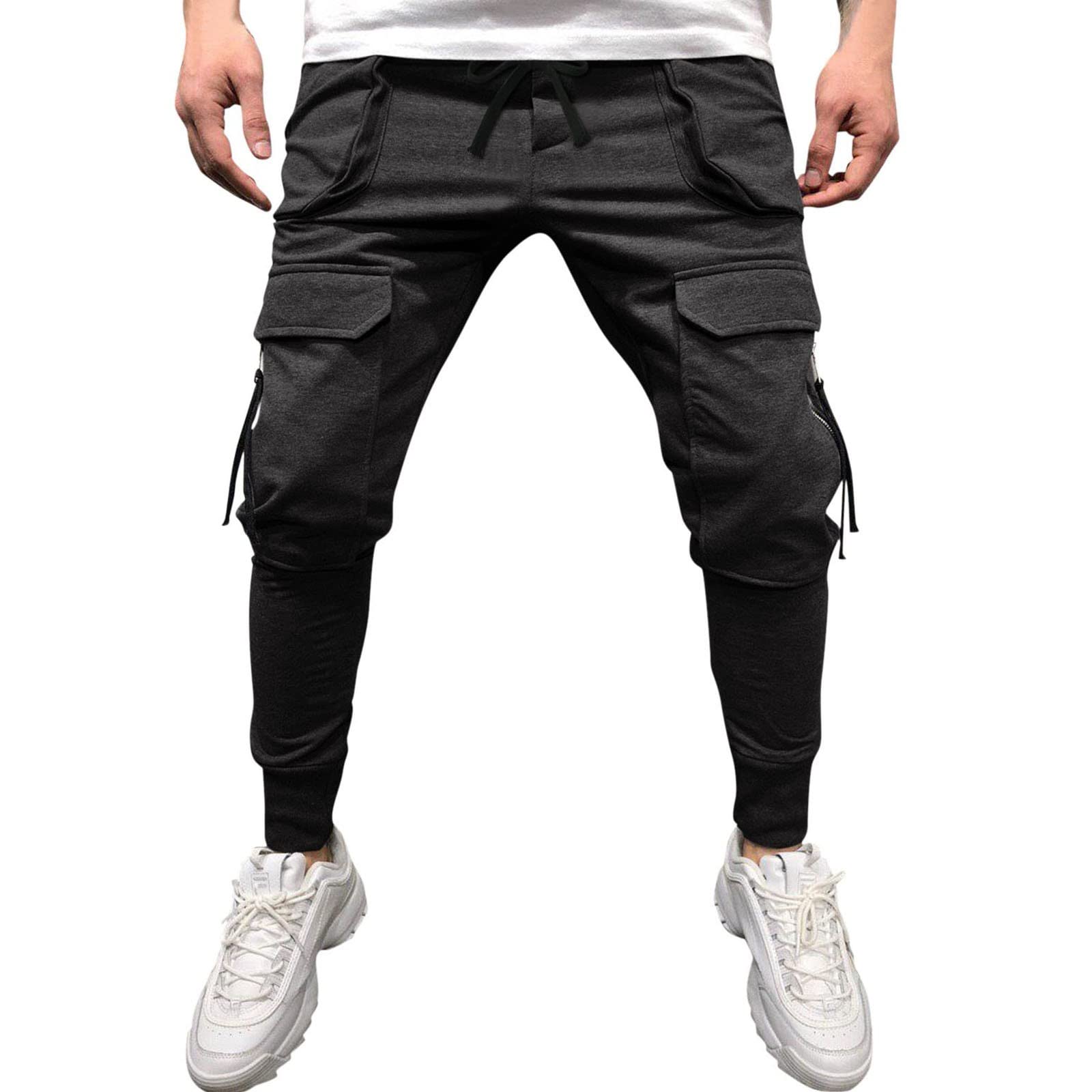 Men's Mid-Waist Zipper Pocket Sweatpants - Casual Striped Drawstring Joggers for Lounge & Workout | Perfect for Home, Gym & Travel