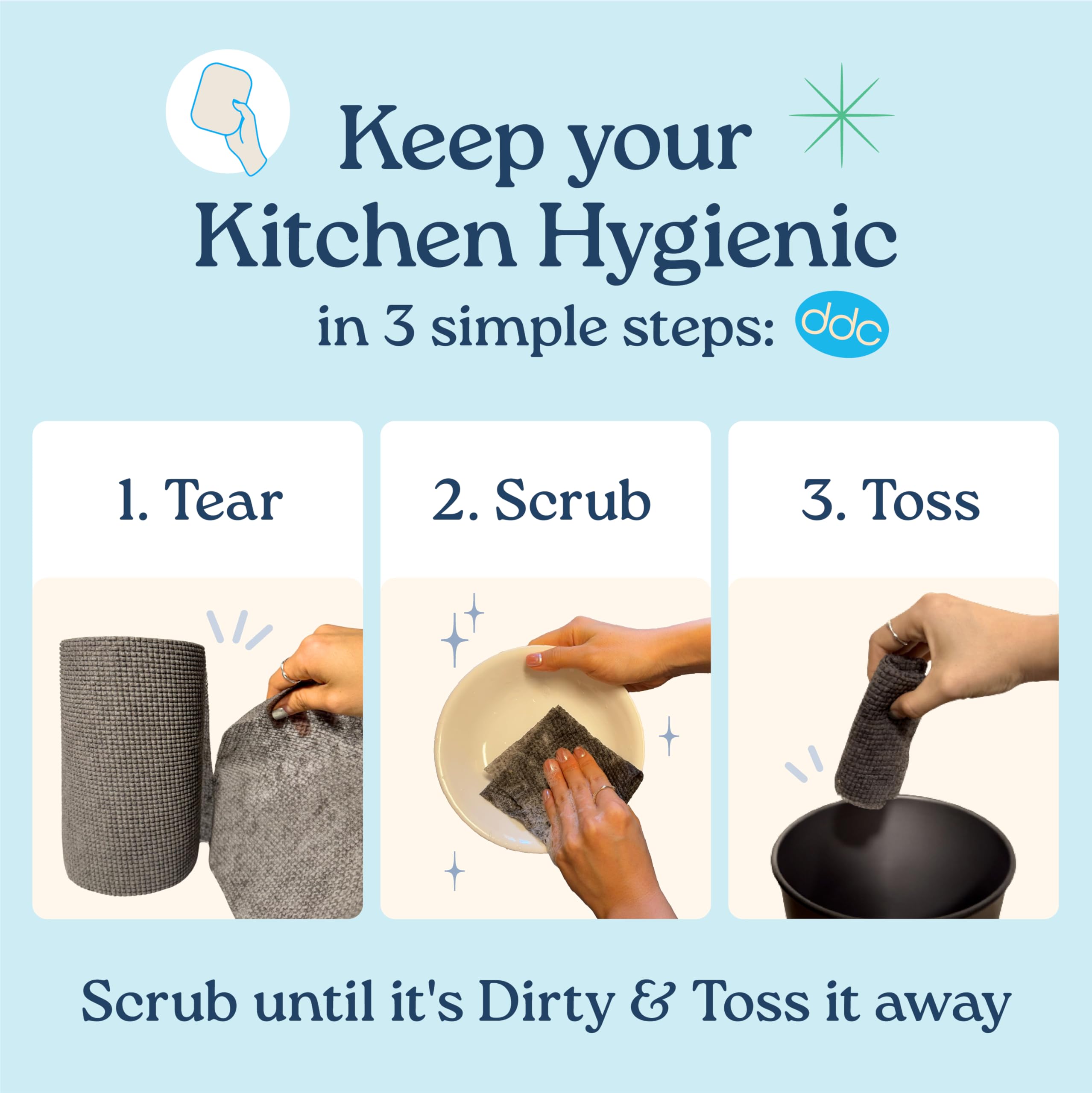 Non-Scratch Dish Scrubber (100 Sheets) - Quick Drying & Odor-Free for Kitchen & Bathroom Cleaning