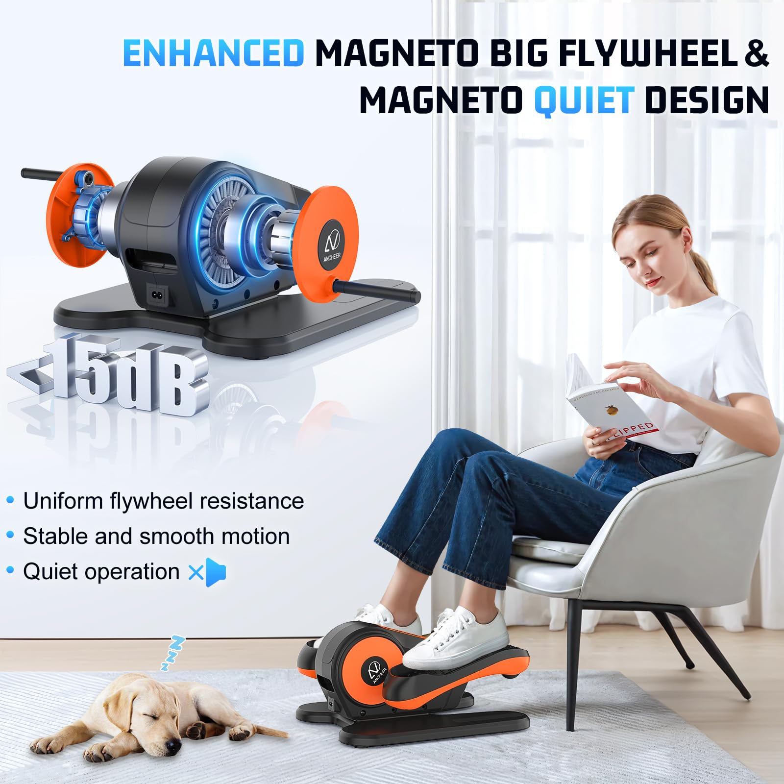 ANCHEER Under Desk Elliptical Machine - Motorized Leg Exerciser for Seniors & Office Workers - 12 Speed Adjustable Seated Elliptical Trainer - Perfect for Home Office, Physical Therapy & Sedentary Lifestyle