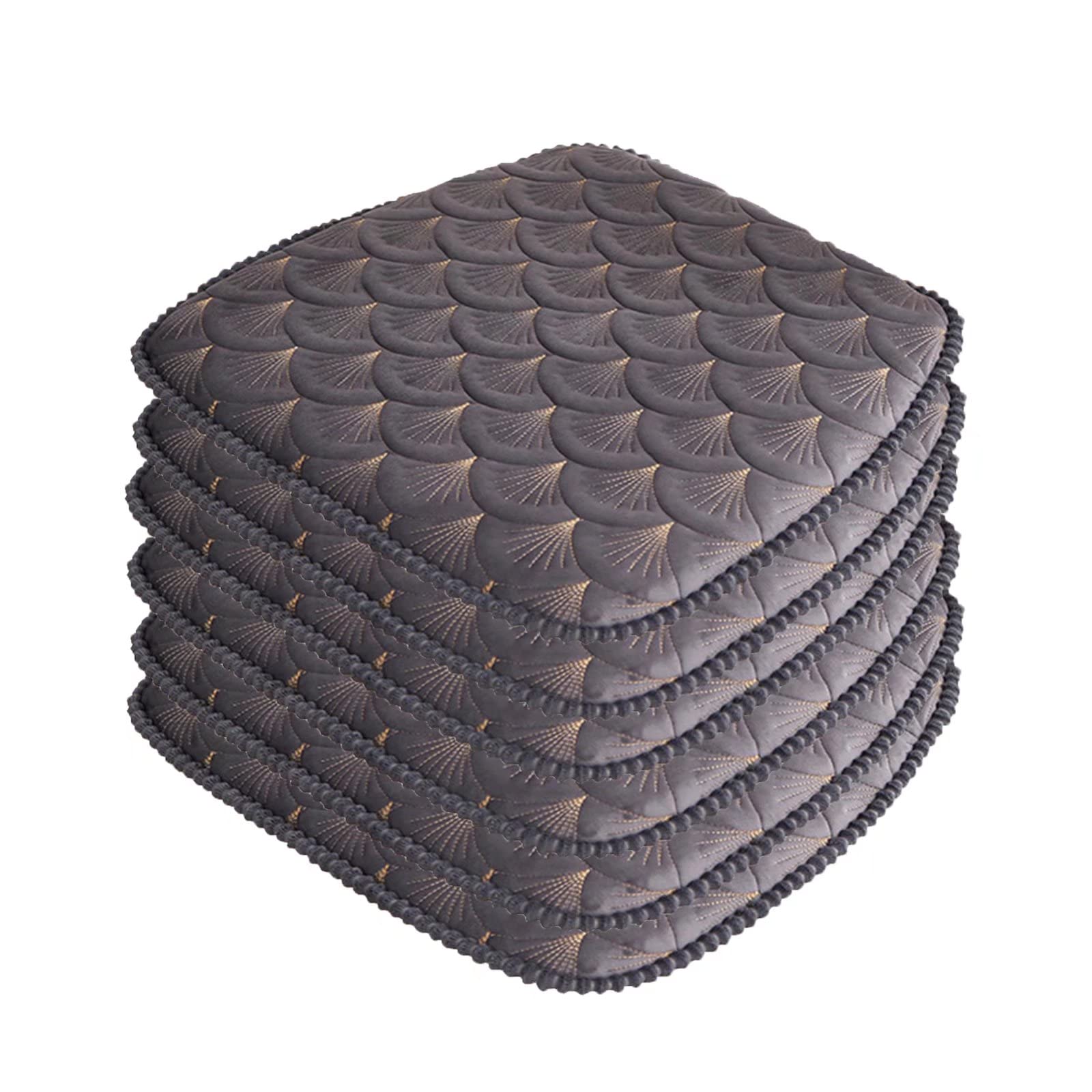 6 Pack U-Shaped Kitchen Chair Cushions - 18x18 Inch Gray Lace Pattern Dining Seat Cushions - Washable & Detachable for Indoor Chairs - Perfect for Dining Room, Kitchen, and Office Chairs