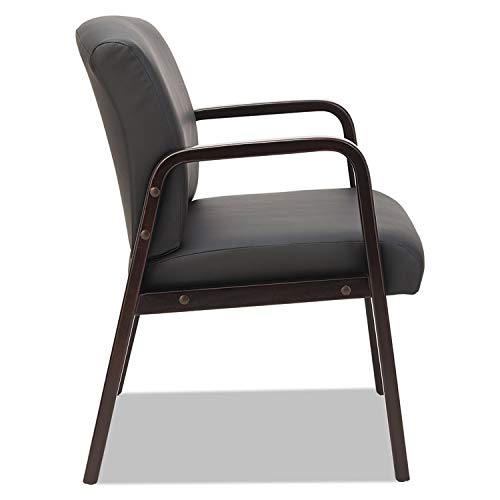 Alera RL4319E Reception Lounge Series Guest Chair - Espresso/Black Leather - Comfortable Office Waiting Room Chair for Reception Areas, Lobbies & Guest Seating