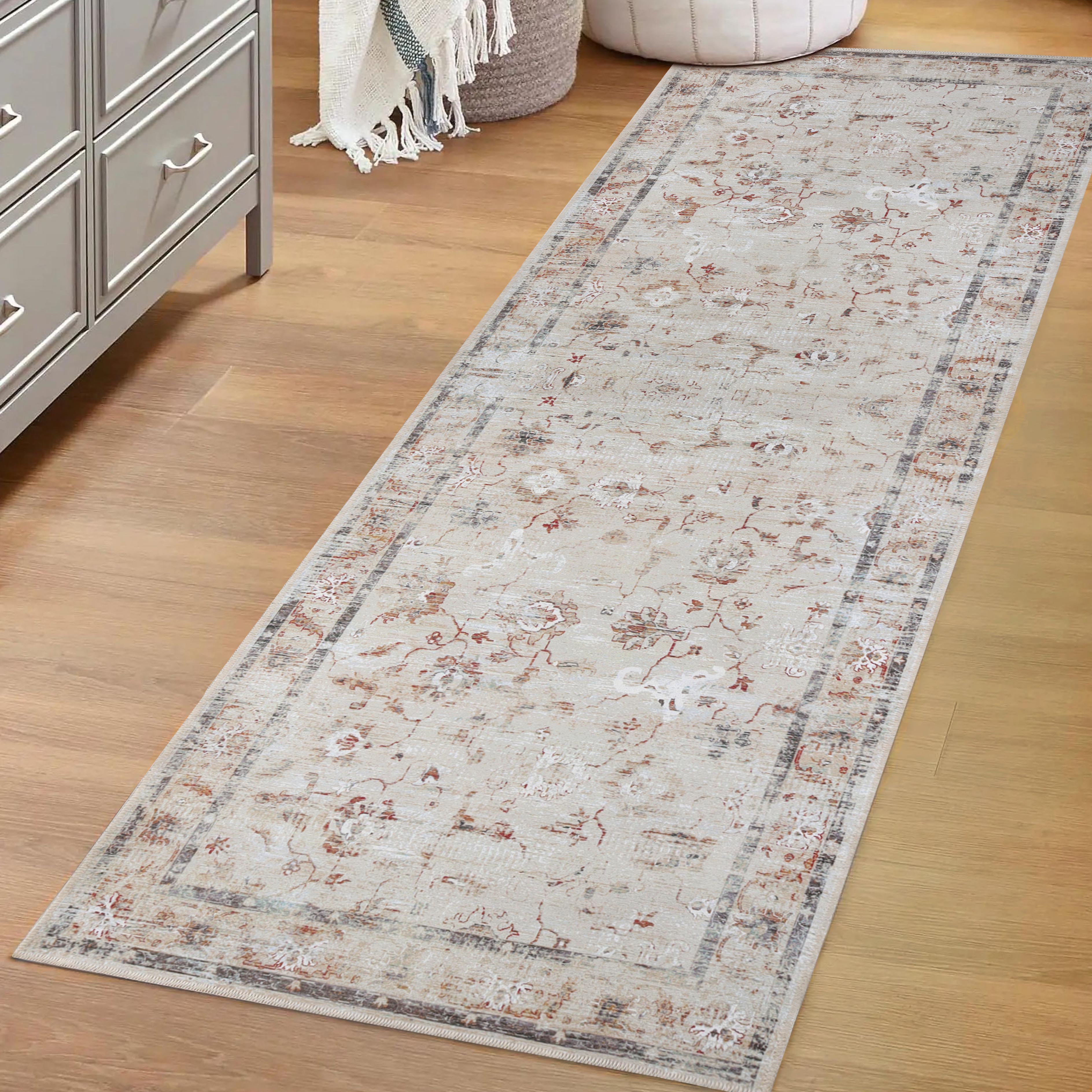 Elegant Swan Floral Non-Slip Washable Indoor Area Rug - Perfect for Living Room, Bedroom, or Hallway Runner