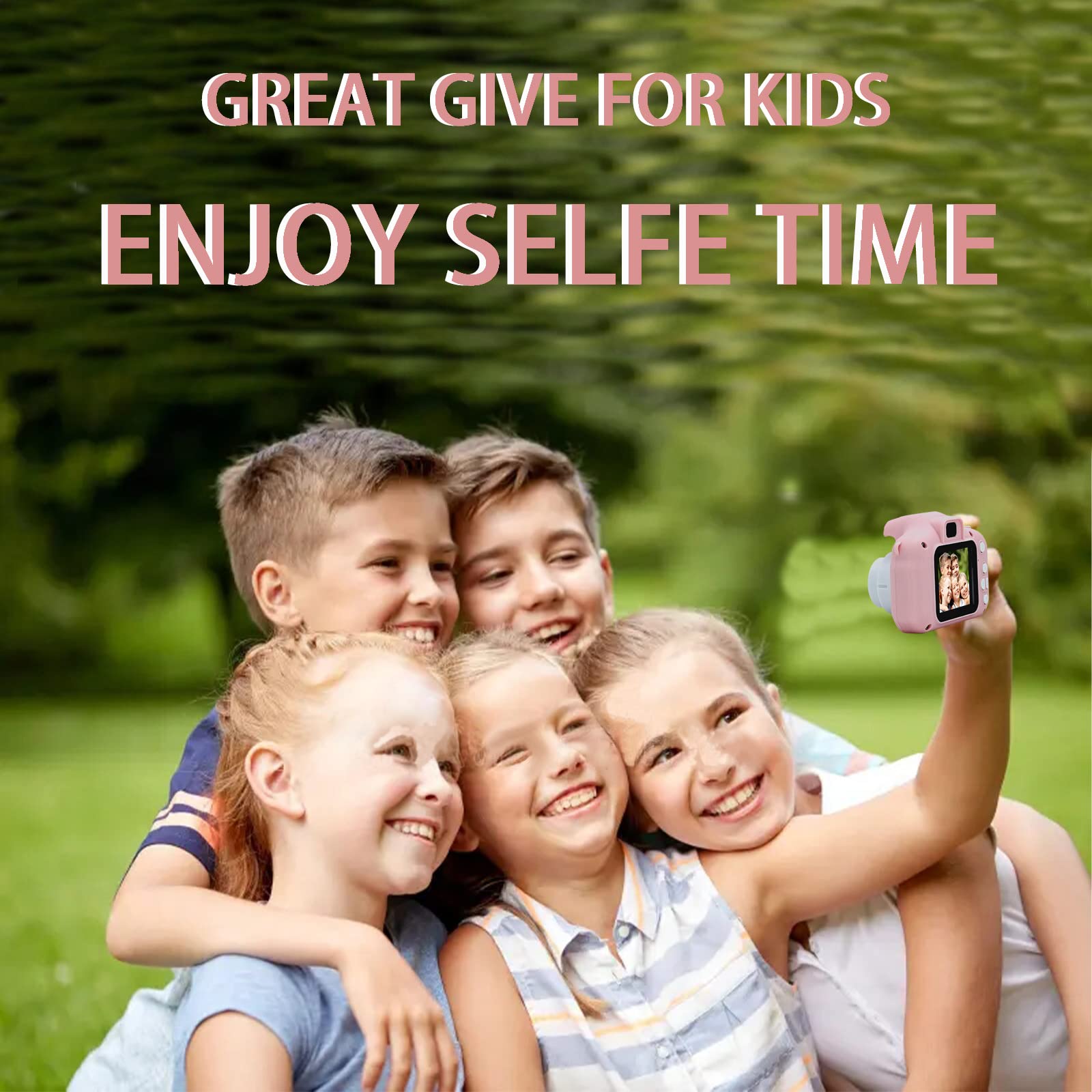 Kids Digital Camera - Rechargeable 1080P HD Video Camera with 2 Inch Screen & 32GB SD Card, Educational Toy for Toddlers & Children (Pale Pink) - Perfect for Birthday Gifts, Travel Adventures & Creative Learning