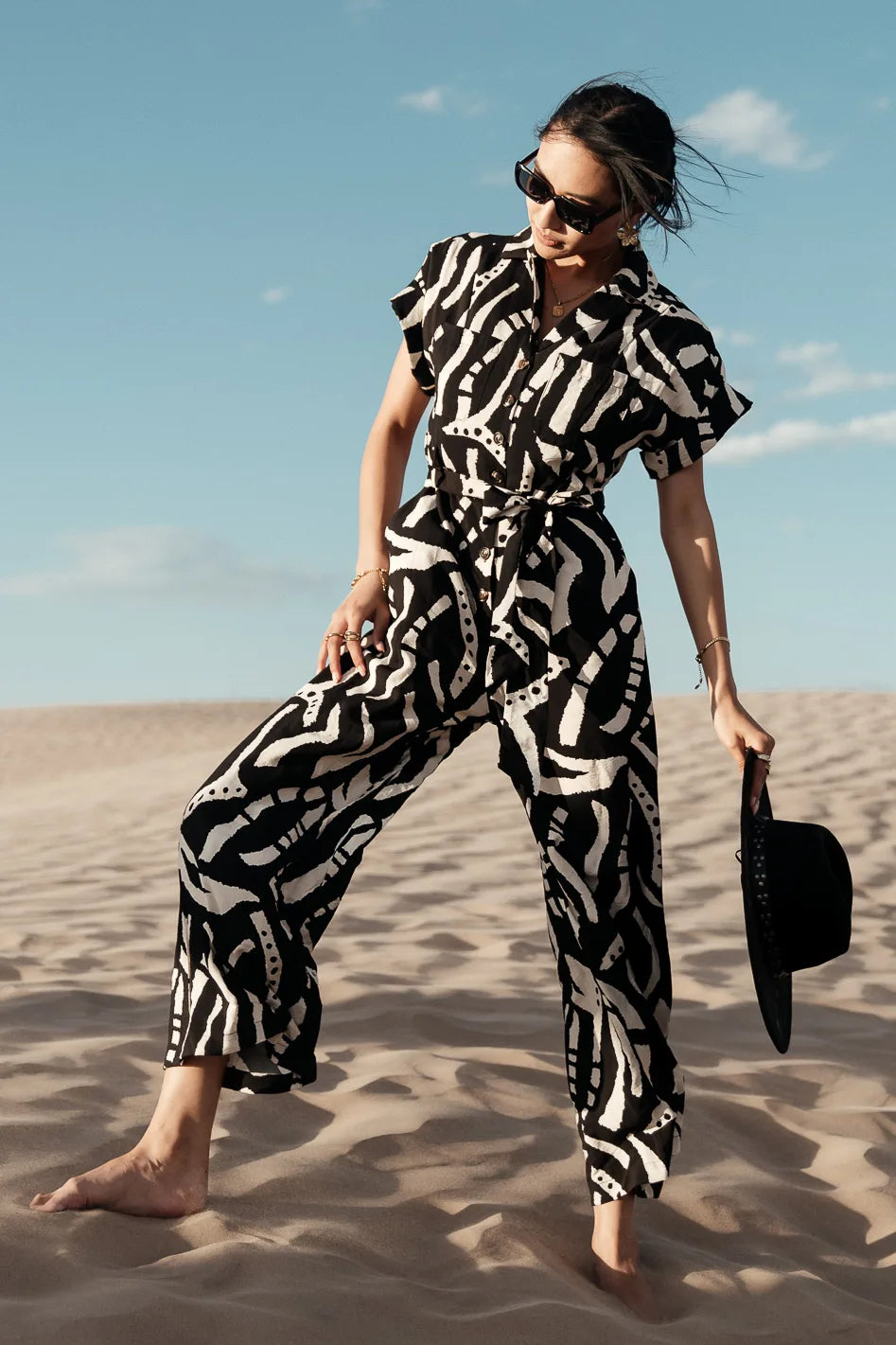 Luca Abstract Print Jumpsuit for Women - Stylish One Piece Romper with Unique Pattern | Perfect for Summer Outfits, Beach Vacations & Casual Wear