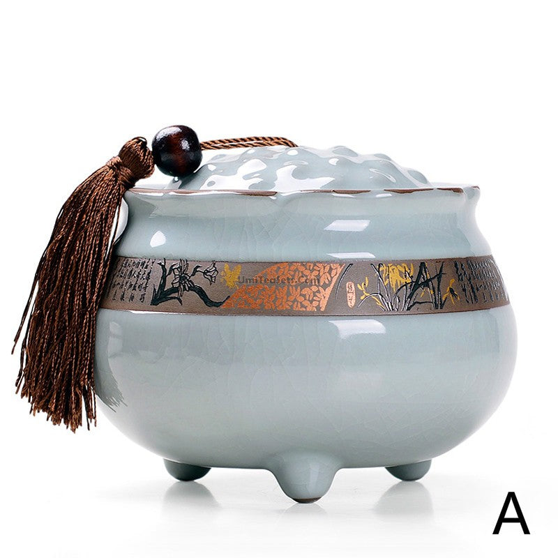 Exquisite Lotus-Shaped Ge Kiln Ceramic Tea Caddy - Premium Handmade Chinese Tea Storage Container for Loose Leaf Tea - Perfect for Home, Office & Tea Ceremony Use