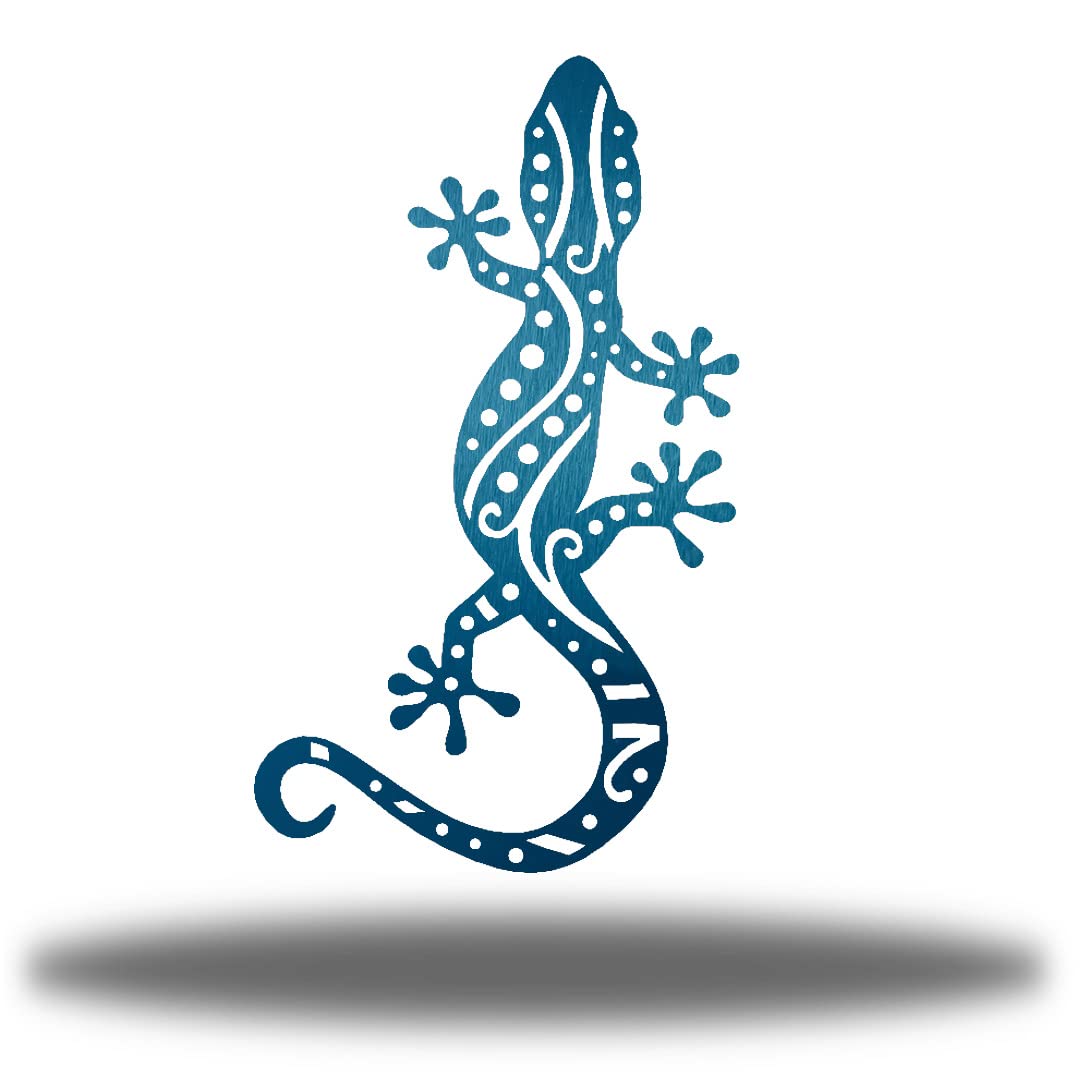 Riverside Designs Metal Gecko Lizard Outdoor Wall Decor - 30 Inch Teal Garden Art Sculpture for Patio, Backyard & Exterior Home Decoration