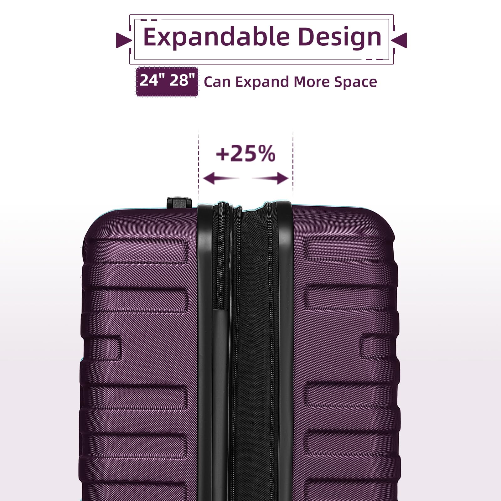 6-Piece Lavender Hardside Expandable Luggage Set with Spinner Wheels & TSA Lock - Lightweight Purple Suitcases for Women | Perfect for Air Travel, Business Trips & Family Vacations