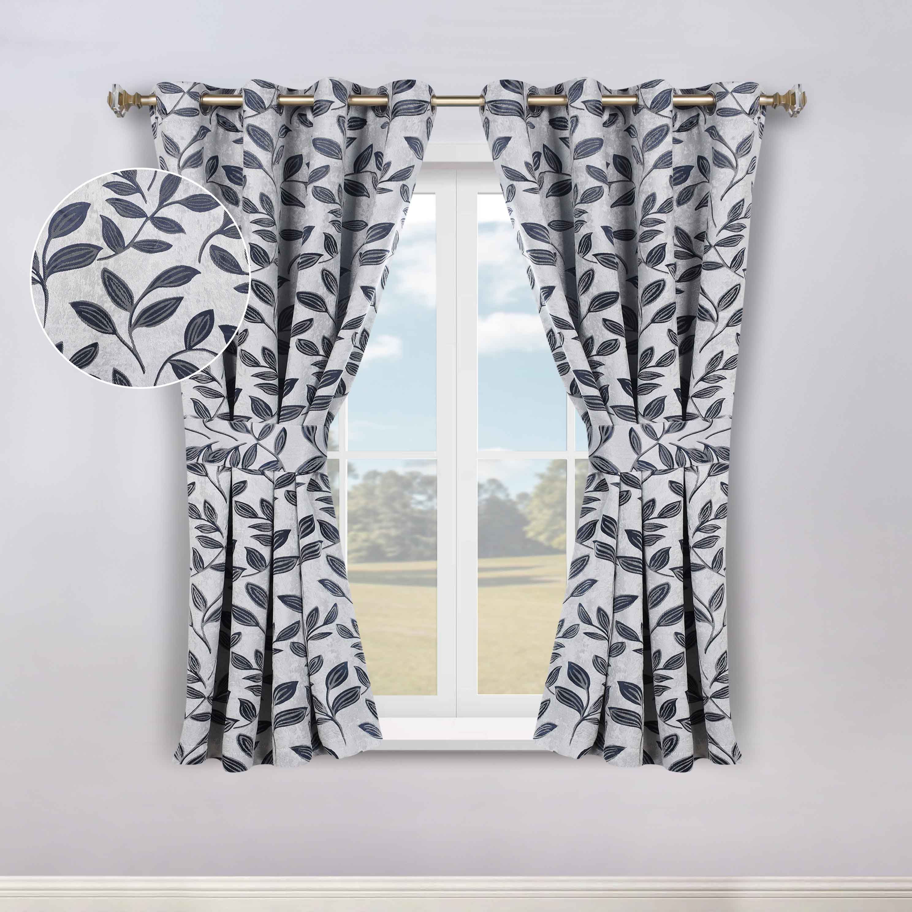 Blackout Curtains for Bedroom - Set of 2 Panels, 100% Room Darkening Thermal Insulated Drapes with Leaves Pattern - Perfect for Nursery, Home Theater & Light Sleepers