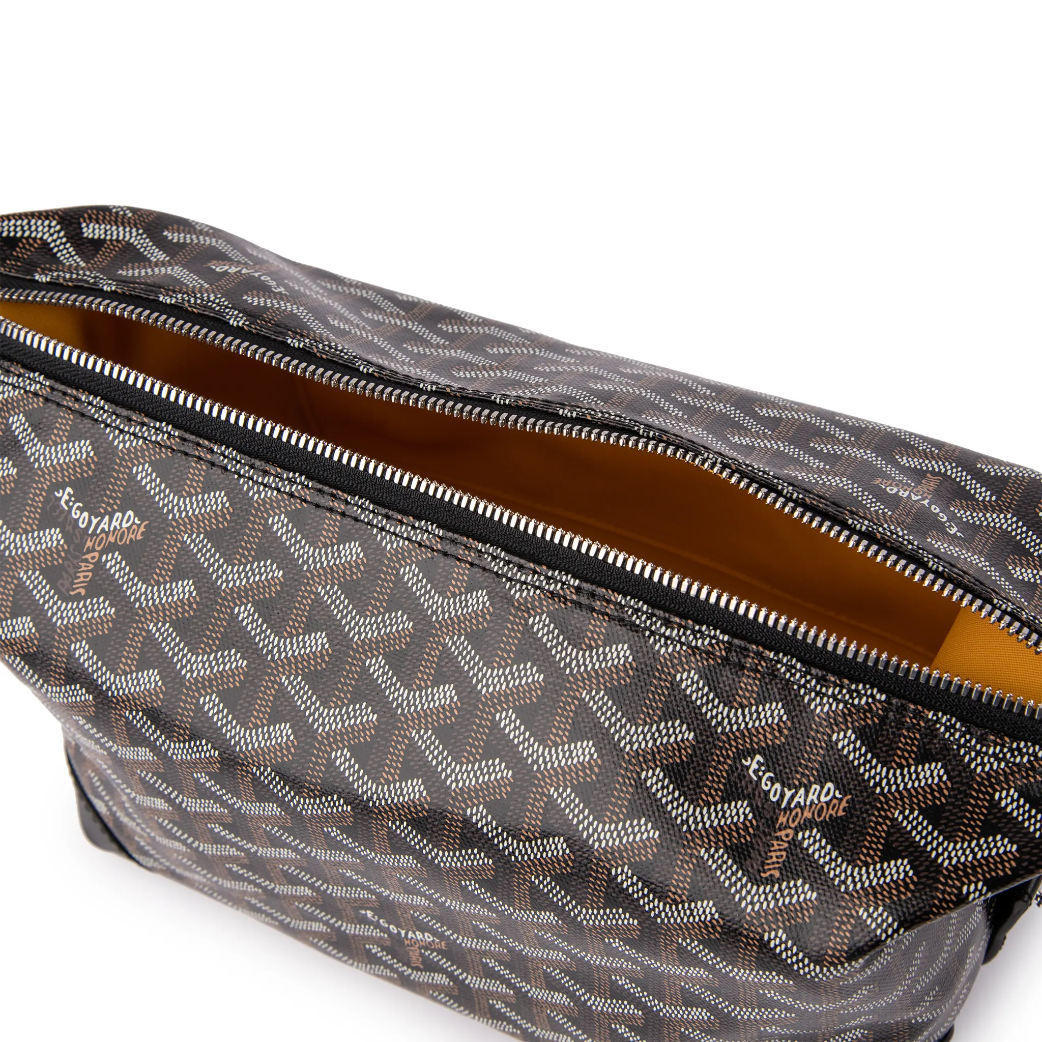 Goyard Bowling 25 Black Leather Toiletry Bag for Men & Women | Travel Cosmetic Organizer | Luxury Waterproof Wash Bag for Gym, Vacation & Business Trips